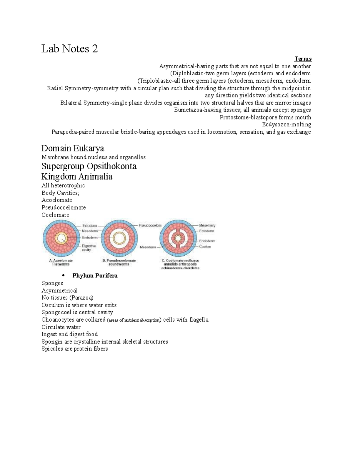 Bio Lab Notes 2 - Biology II Lab with Pics - Lab Notes 2 Terms ...