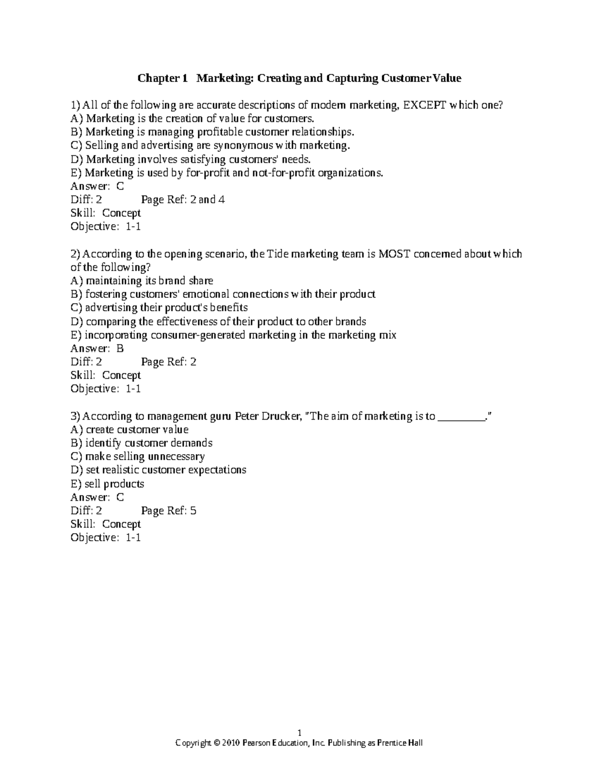 Chapter 1 Marketing Creating and Capturing Customer Value - B ...