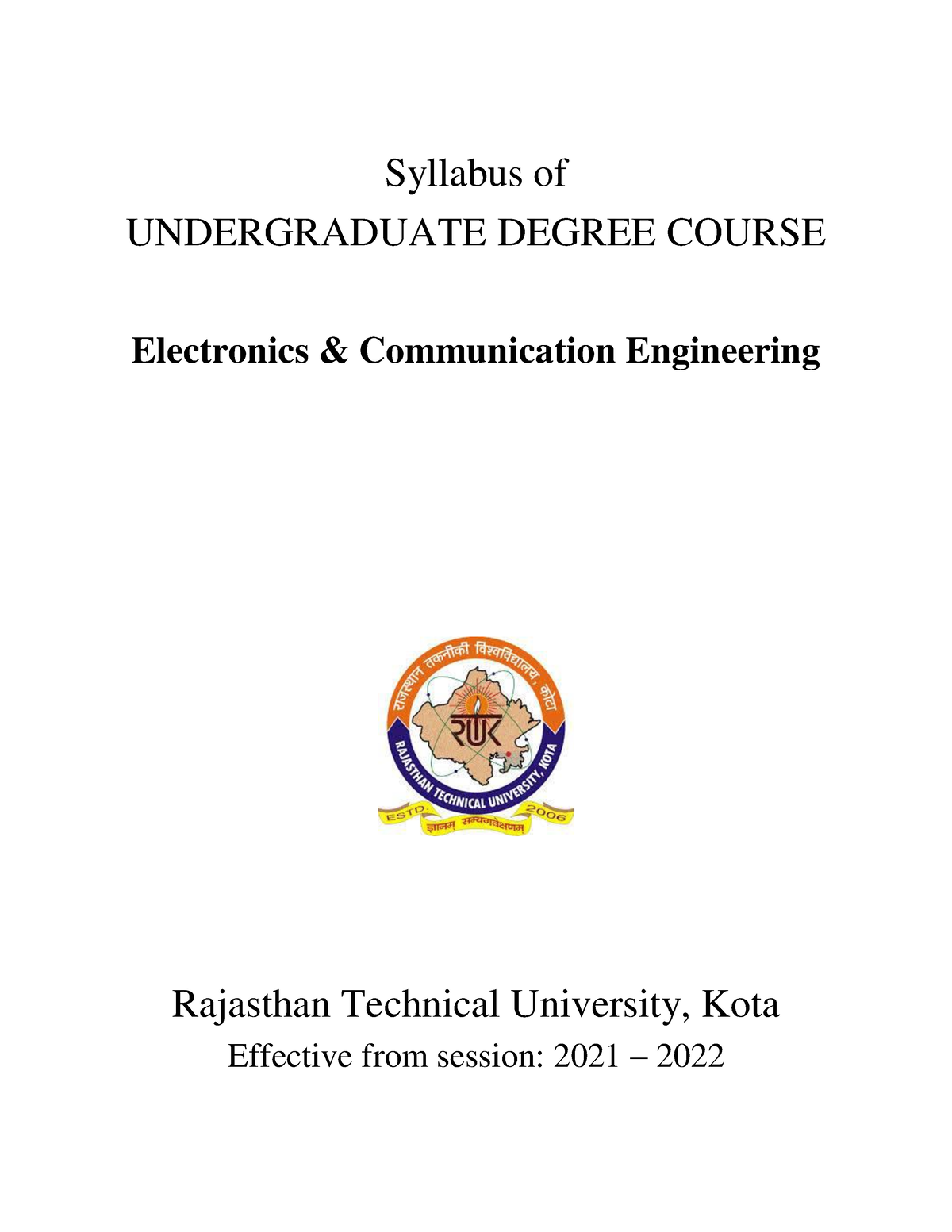 ECE III - SYLLABUS - Syllabus Of UNDERGRADUATE DEGREE COURSE ...