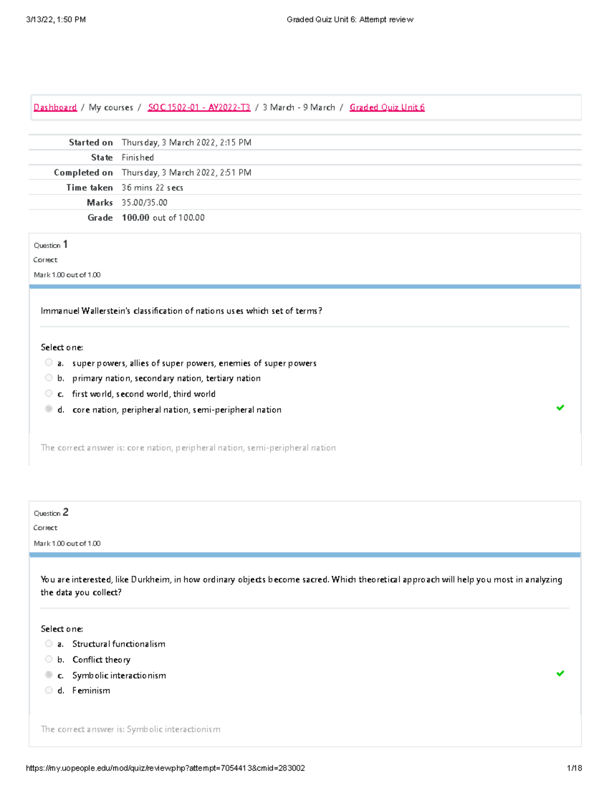 Graded Quiz Unit 6 that will help - Started on Thursday, 3 March 2022 ...