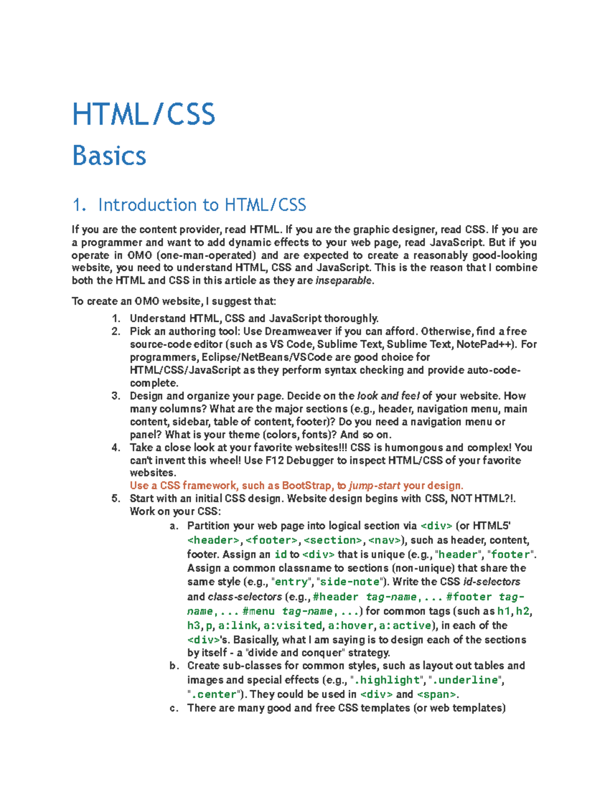 HTML Basics 1 - HTML/CSS Basics 1. Introduction To HTML/CSS If You Are ...