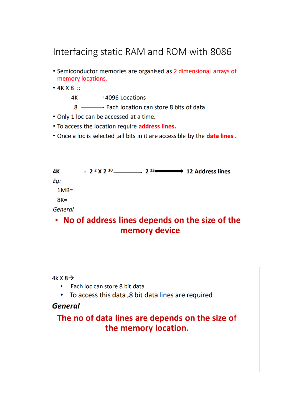 INTERFACING MEMORY WITH 8086 Btech Studocu