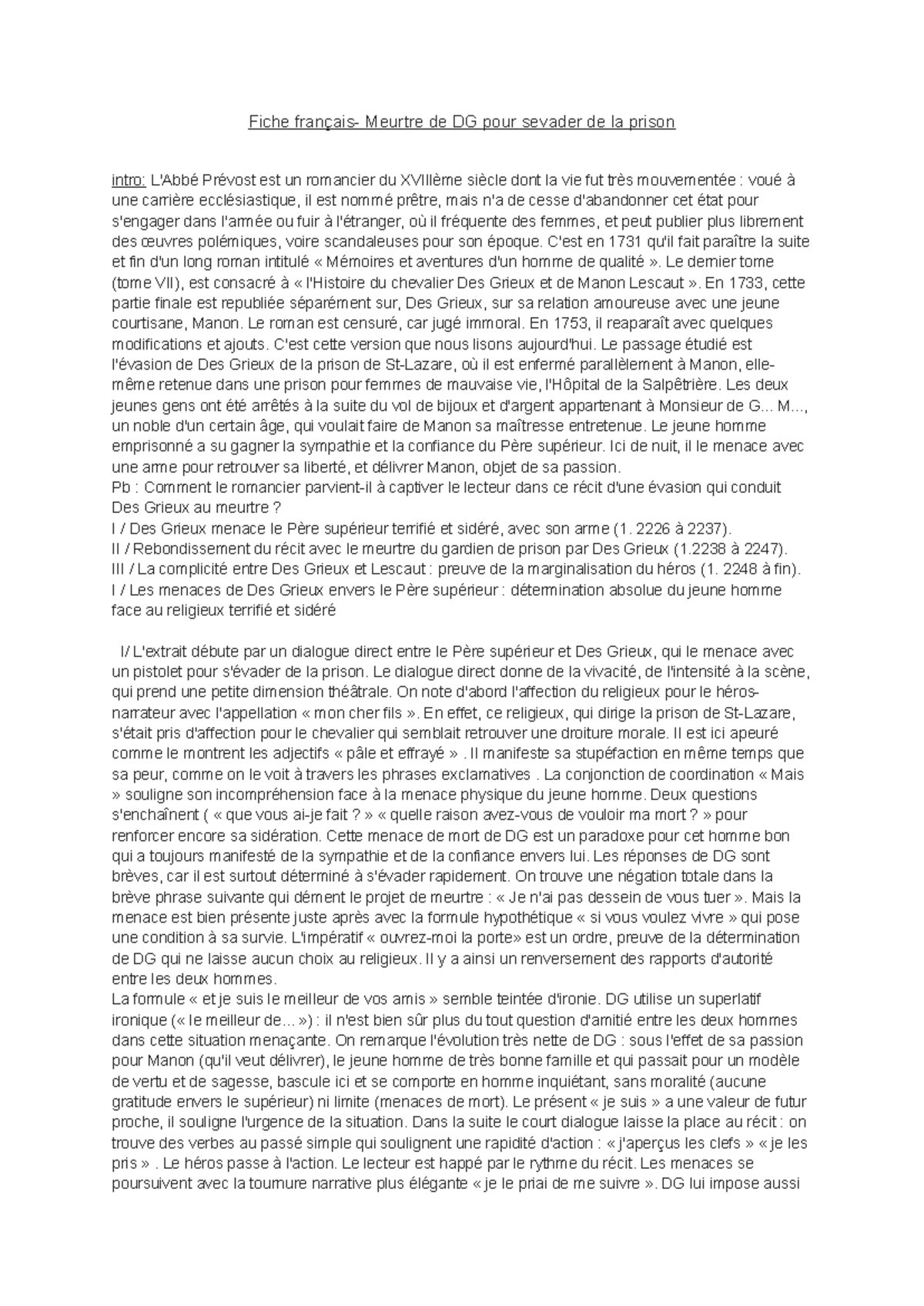 Fiche francaismeurtre de DG pour s