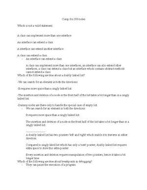 Comp Sci 200 notes - Overview of all of Computer Science 200. - Comp ...