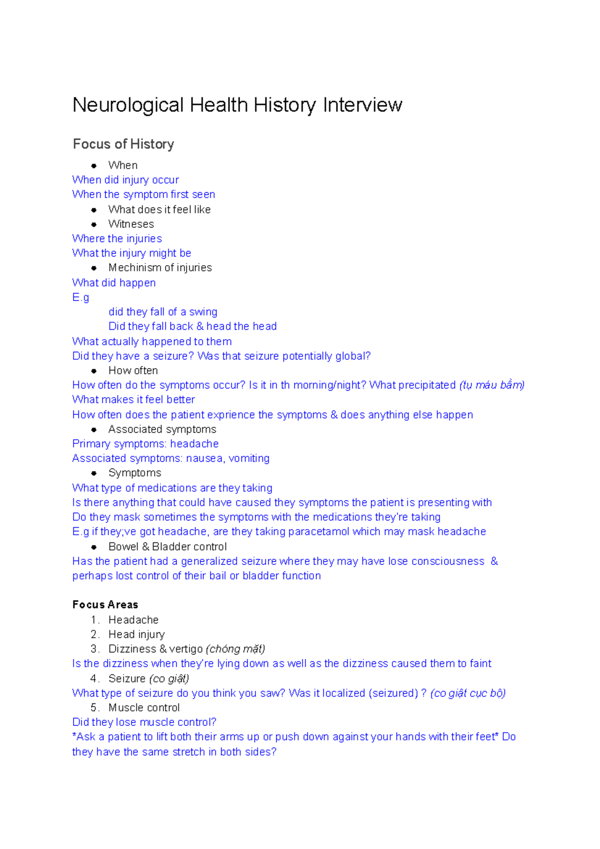 Week 5 Neurological Assessment - Google Docs - Neurological Health ...