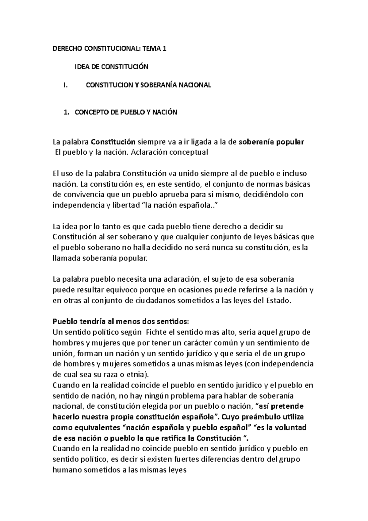 Derecho Constitucional TEMA 1 - DERECHO CONSTITUCIONAL: TEMA 1 IDEA DE ...