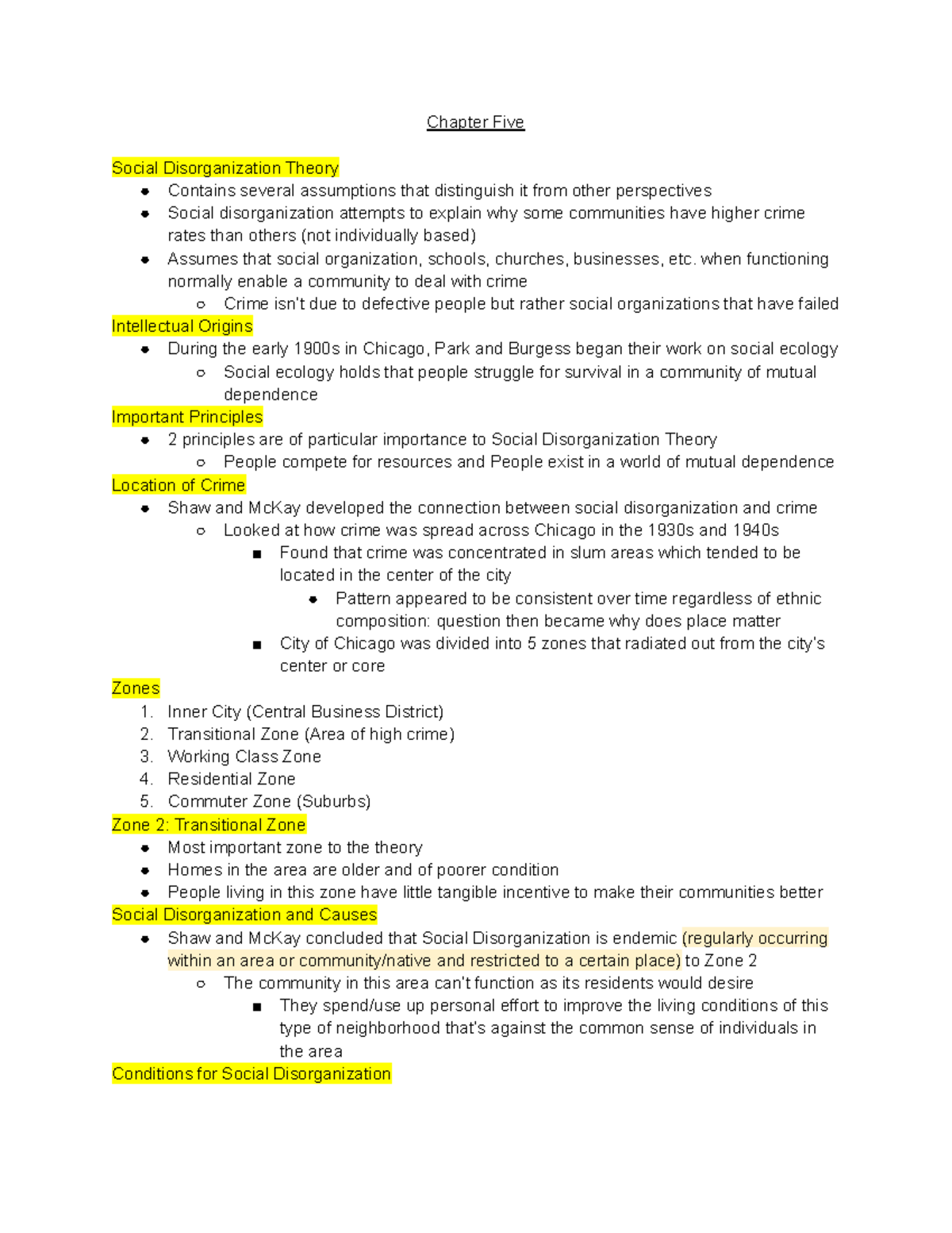 Criminological Theory Lec Notes pt 13 - Chapter Five Social ...