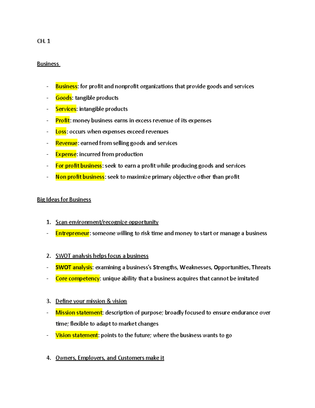 BUS 101 CH. 1 - Introduction To Global Business Textbook Notes Chapter ...