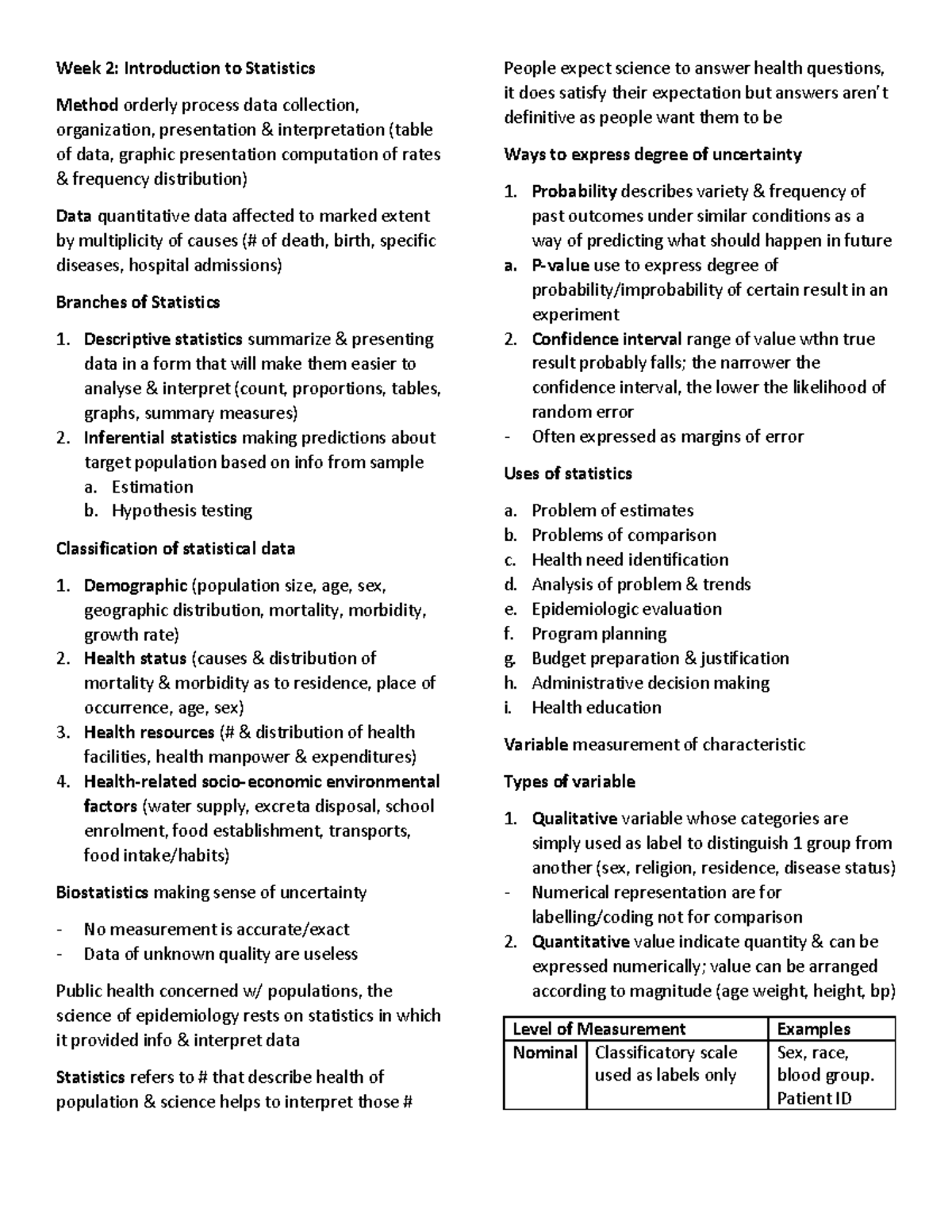 2ND SEM WEEK 2 CPHM111 - Week 2: Introduction to Statistics Method ...