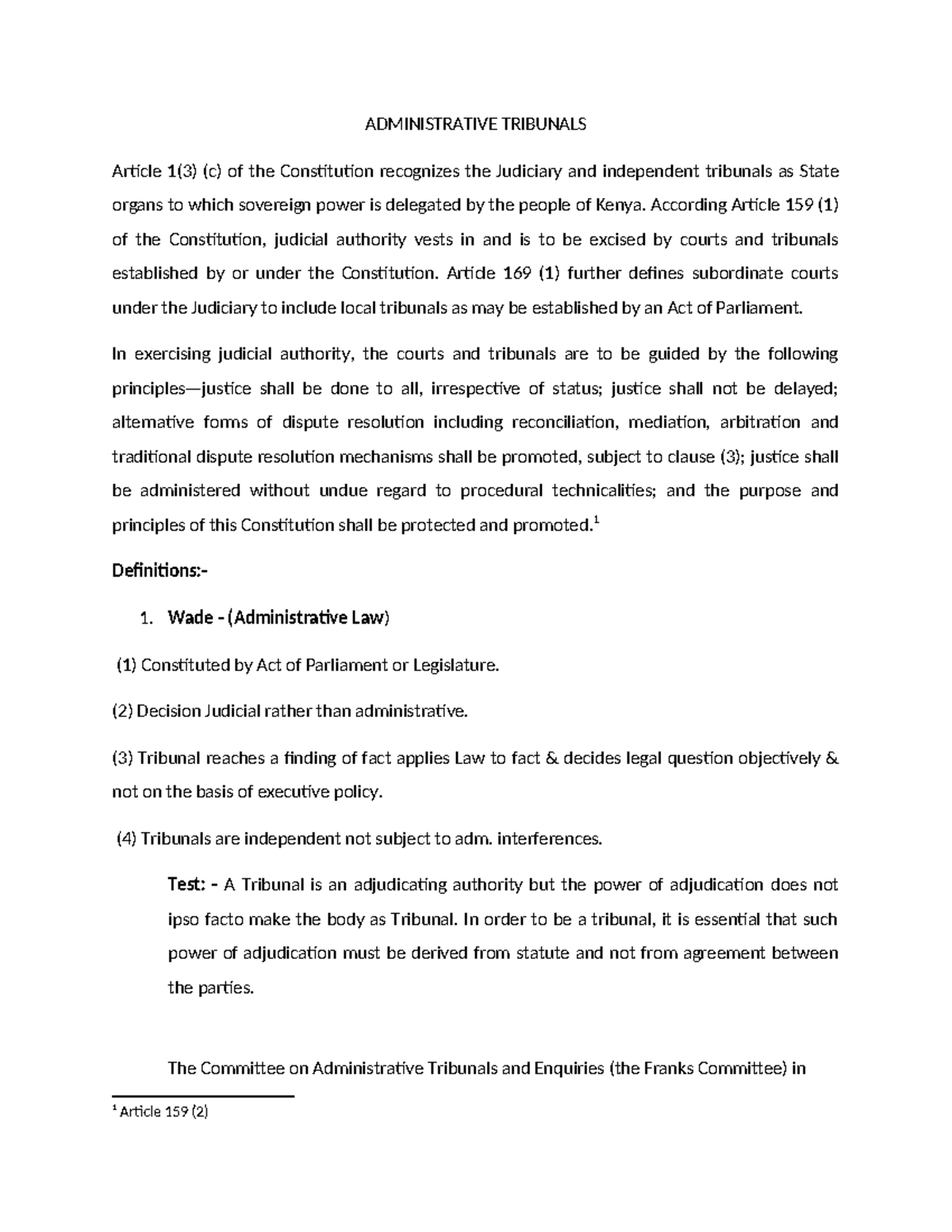 Tribunals Notes-pdf - ADMINISTRATIVE TRIBUNALS Article 1(3) (c) Of The ...