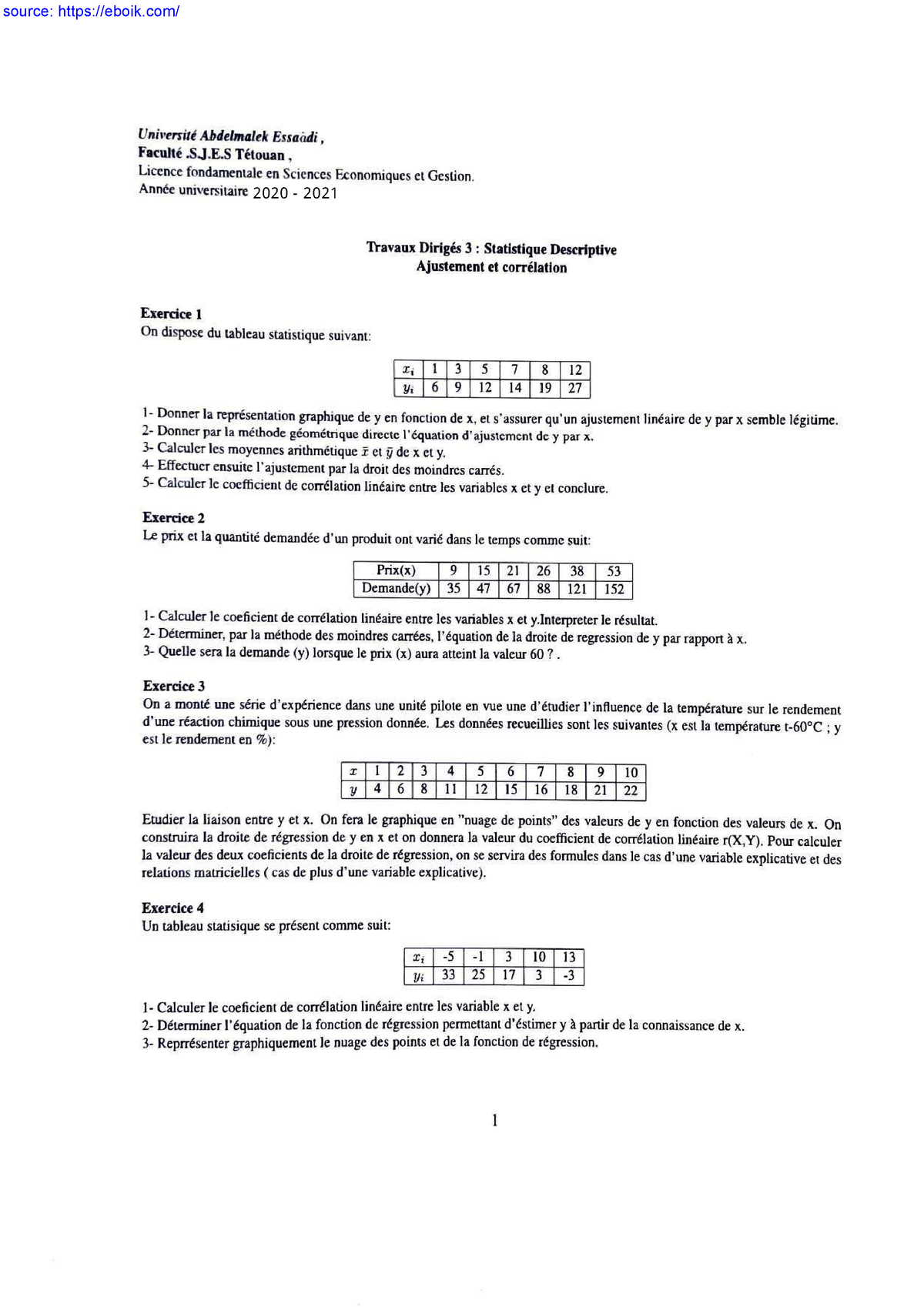 Statistique Descriptive TD SD Serie 3 - Sciences Economiques Et Gestion ...