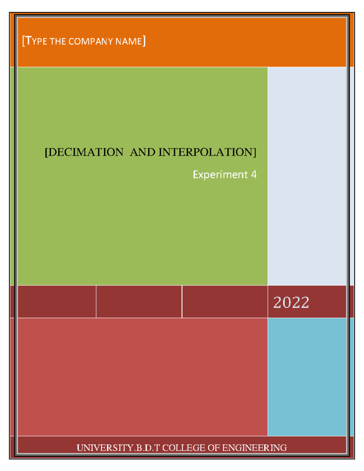 Decimation AND Interpolation - [TYPE THE COMPANY NAME] 2022 [DECIMATION ...