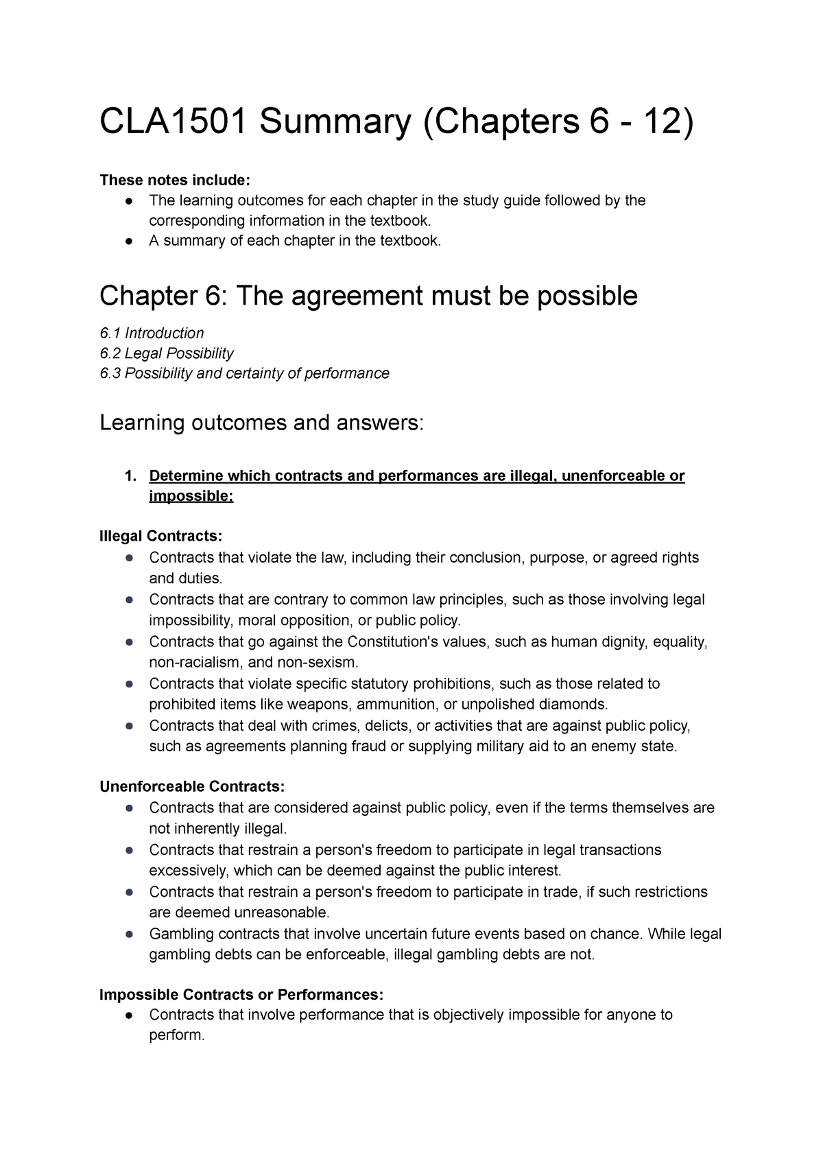 Preview - CLA1501 Summary (Chapters 6 - 12) - CLA1501 Summary (Chapters ...