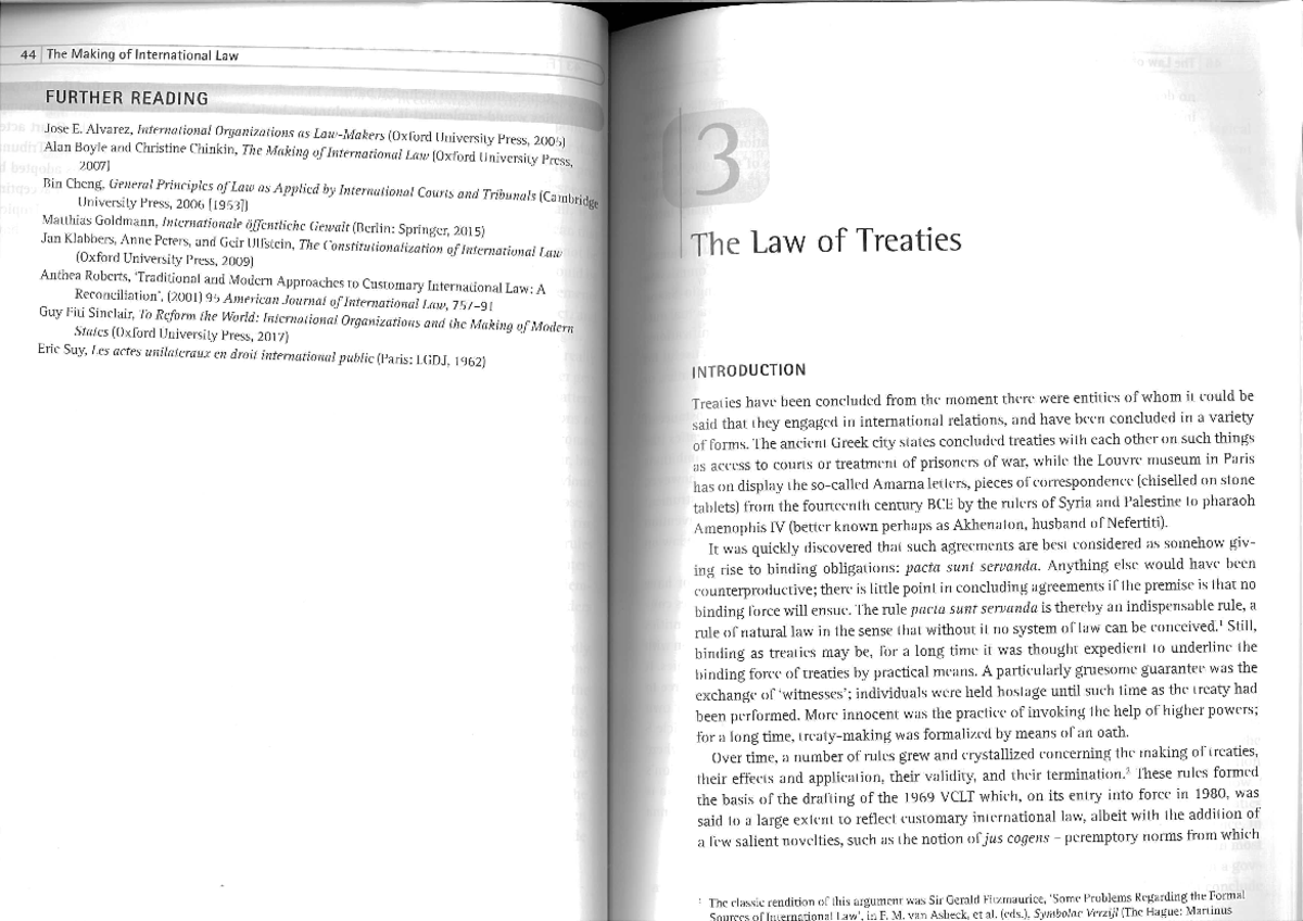 Klabbers 3&4 - Readings - 44 The Making of International Law FURTHER