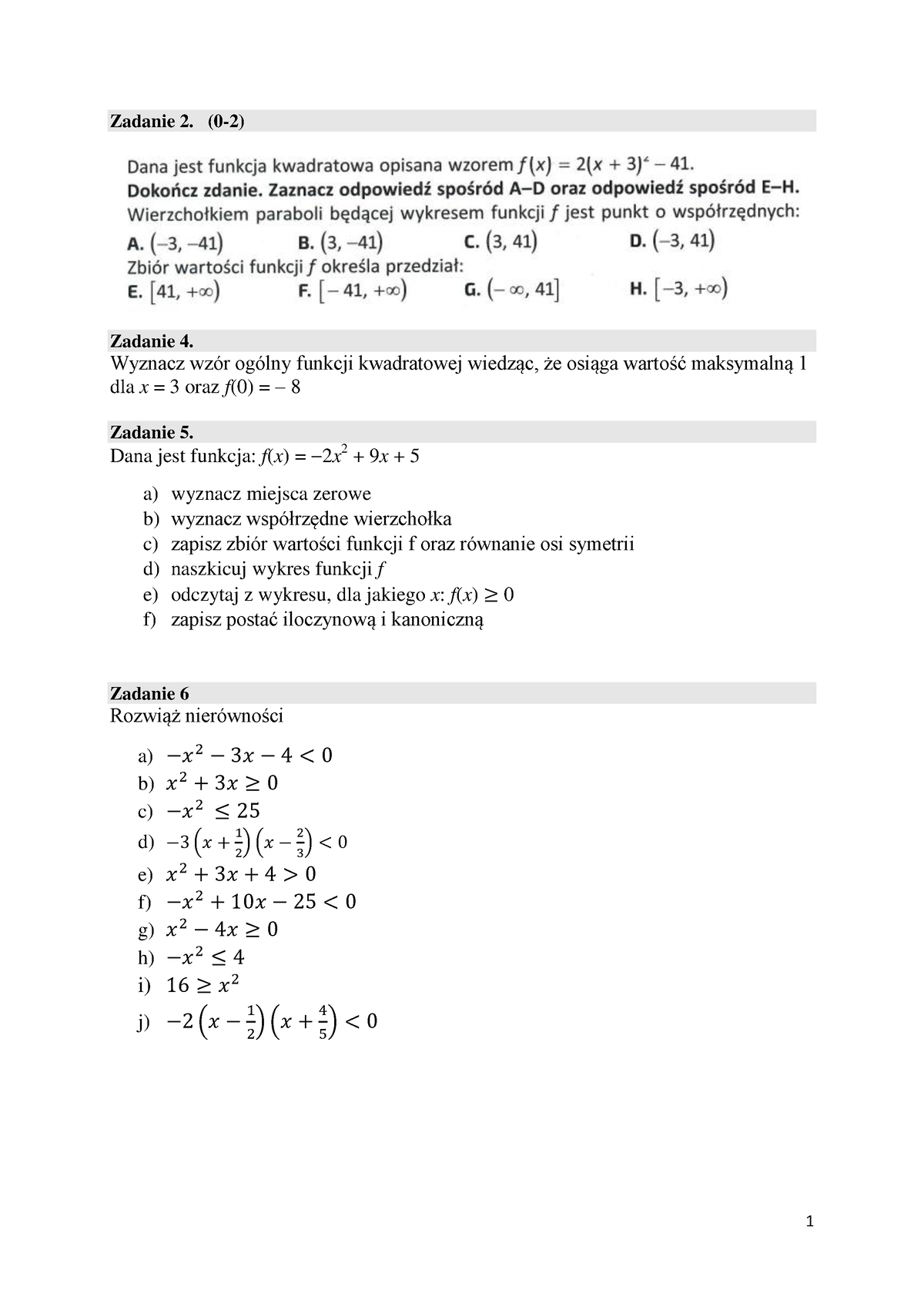 ćw. 2E - Practice Material - 1 Zadanie 2. (0- 2 ) Zadanie 4. Wyznacz ...