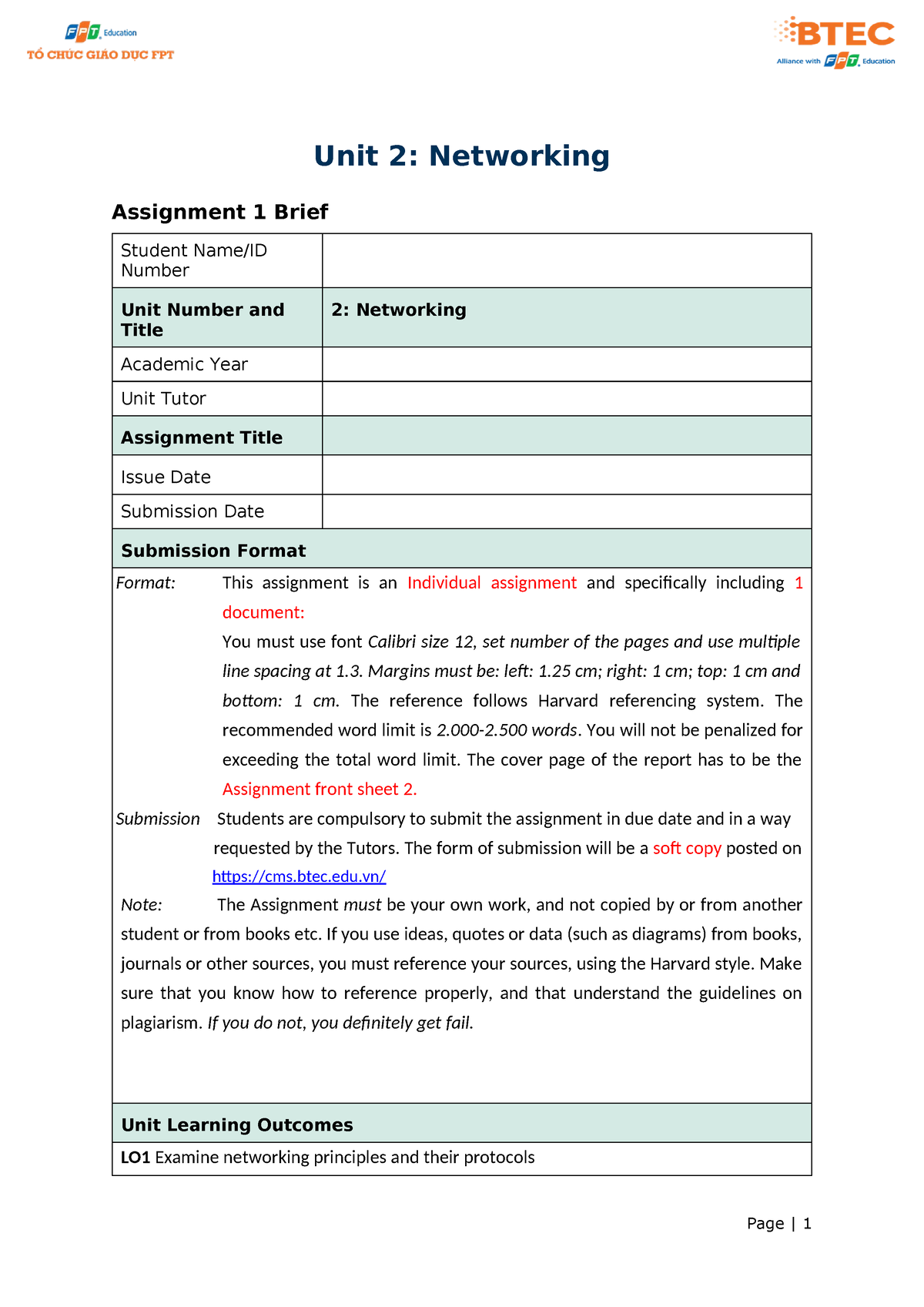 unit 2 networking assignment 1