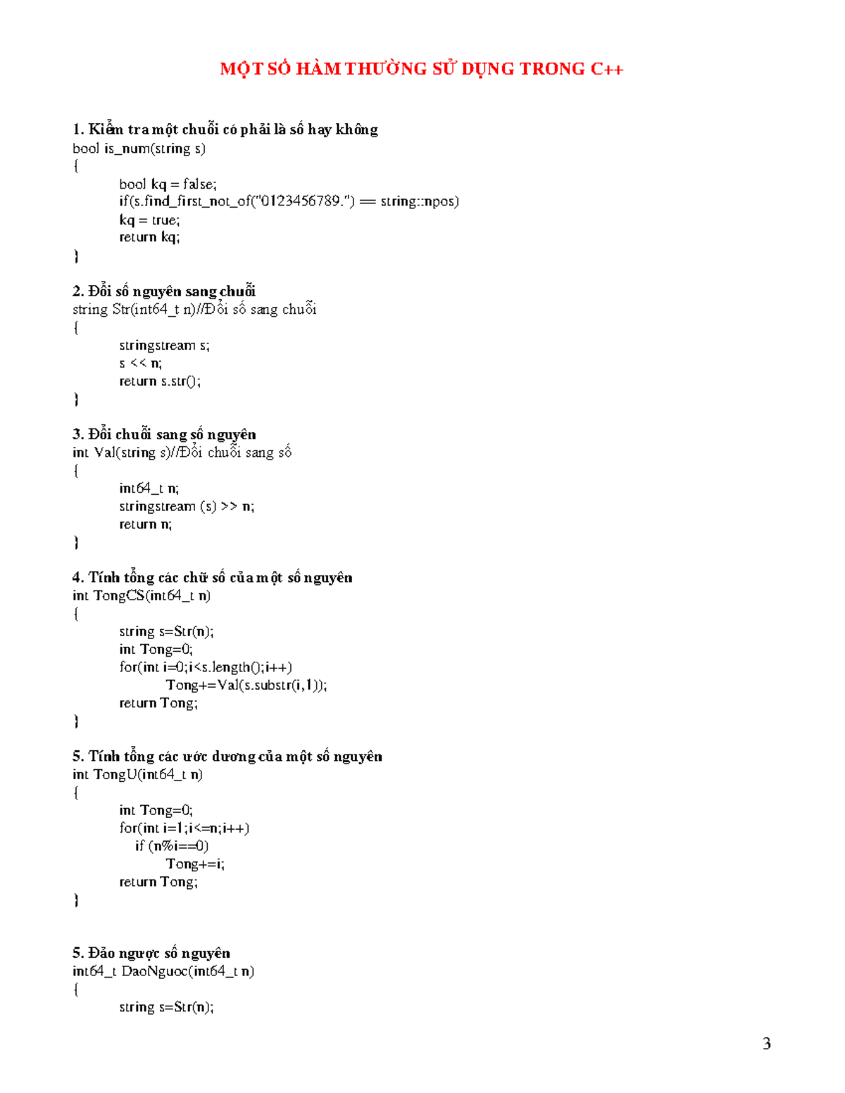 MỘT SỐ HÀM Trong C++ Giúp các bạn giải bài tập Tin học tốt hơn MỘT SỐ HÀM THƯỜNG SỬ DỤNG