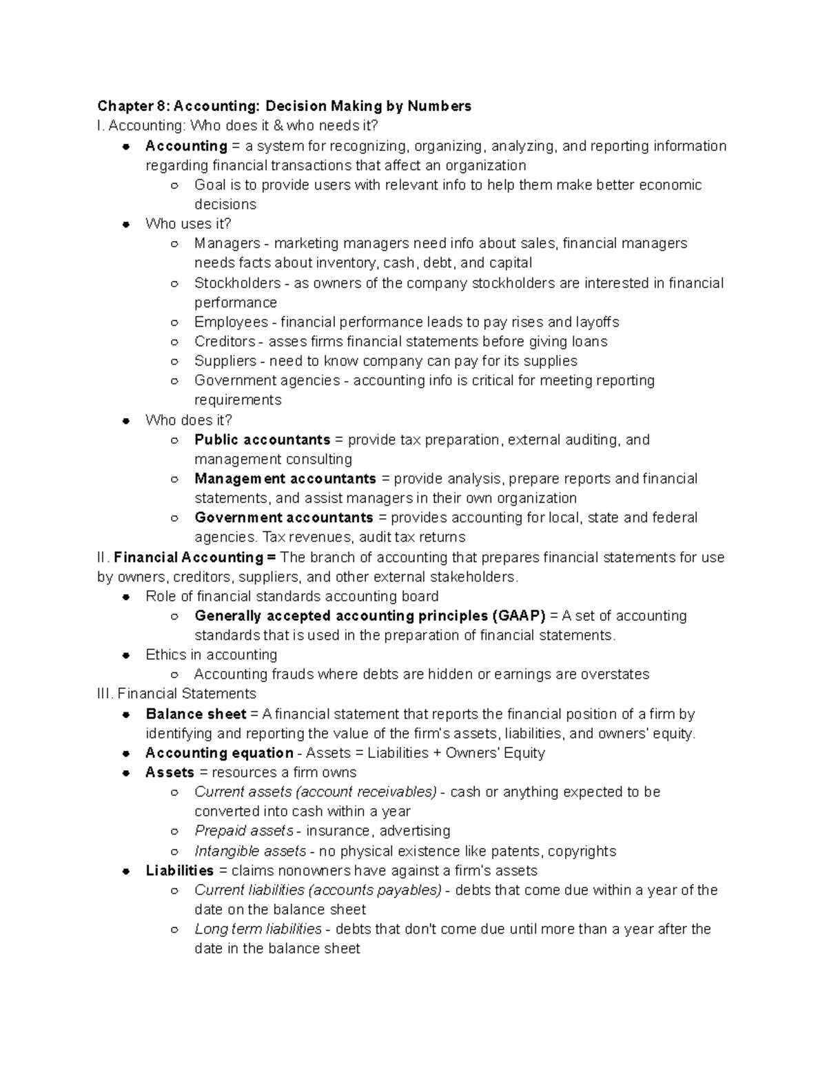 Chapter 8 - Lecture notes 8 - Chapter 8: Accounting: Decision Making by ...