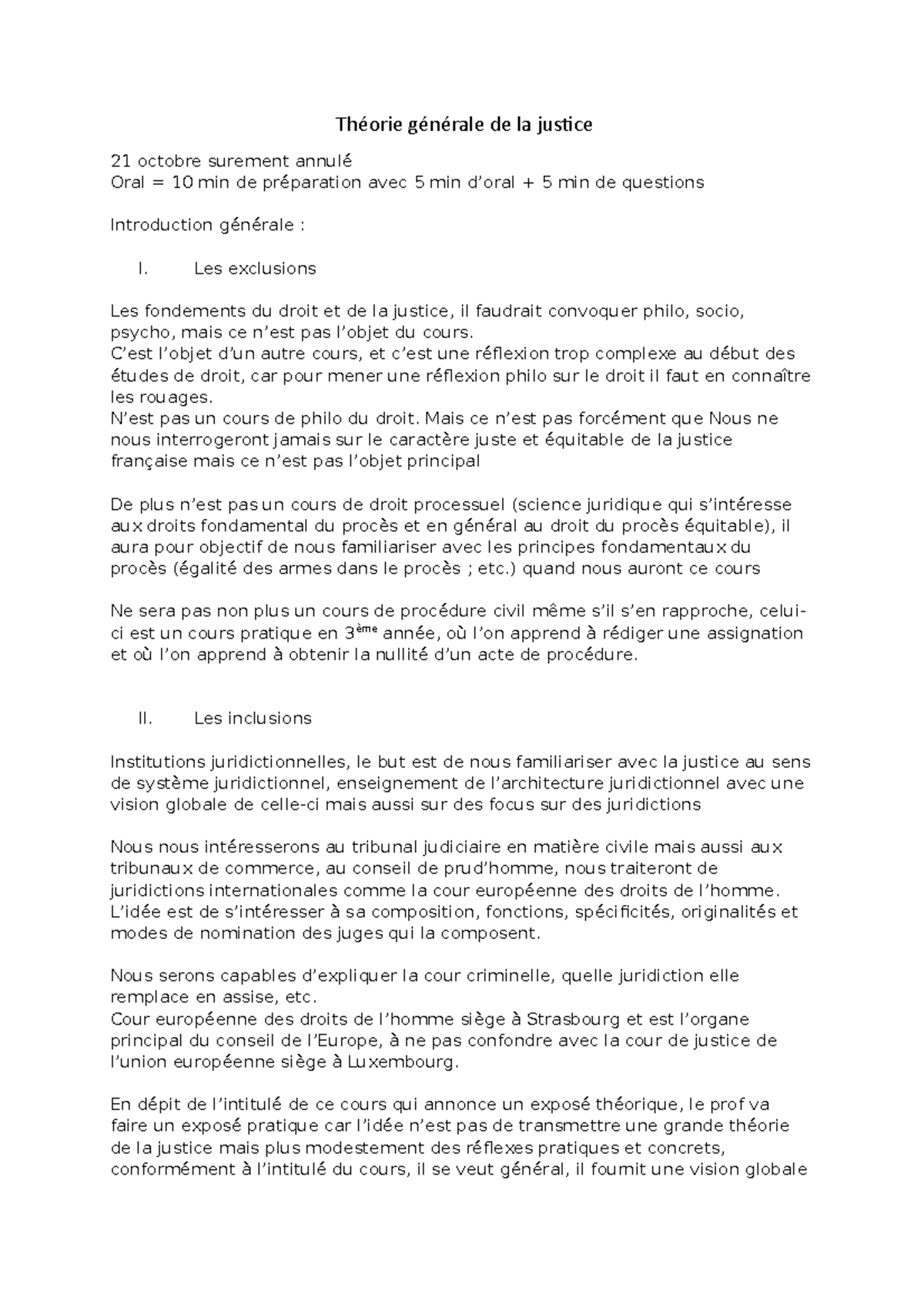 Qcm Théorie Générale De La Justice L1 Droit Théorie générale de la justice S1 - Théorie générale de la justice 21  octobre surement annulé Oral = - Studocu