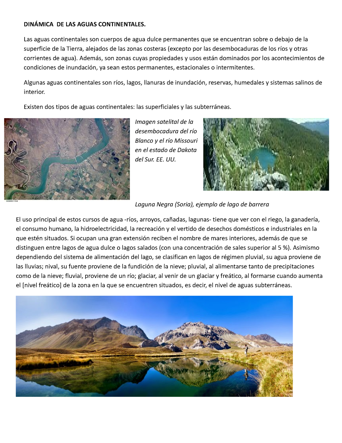 Dinámica DE LAS Aguas Continentales - Geografía - Studocu