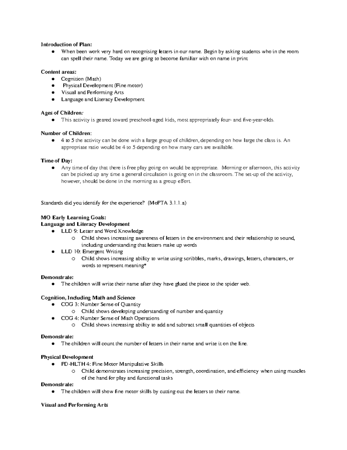 EDC 373 Activity 2 description - Introduction of Plan: When been work ...