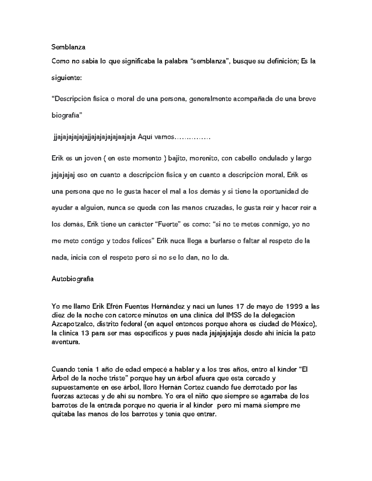 Semblanza - imagen de una ssembalnza - Semblanza Como no sabia lo que ...