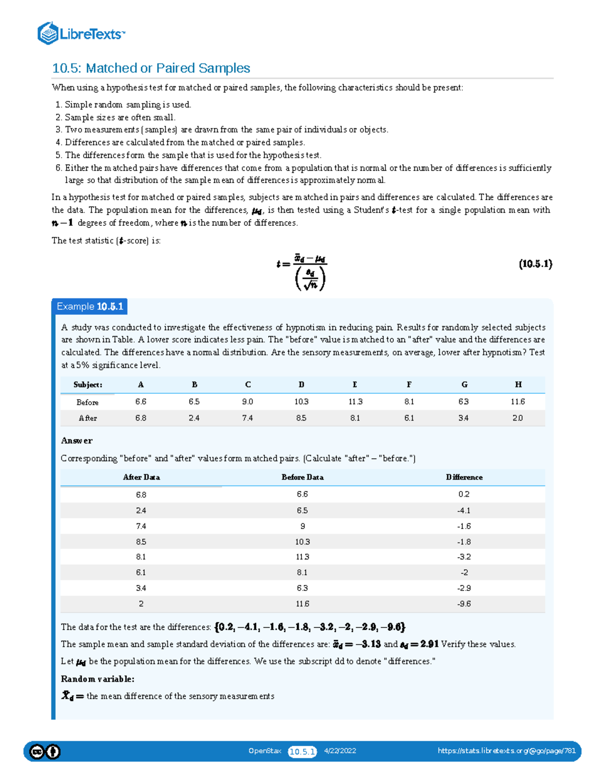 10 - hypothesis test for matched or paired samples, - Simple random ...