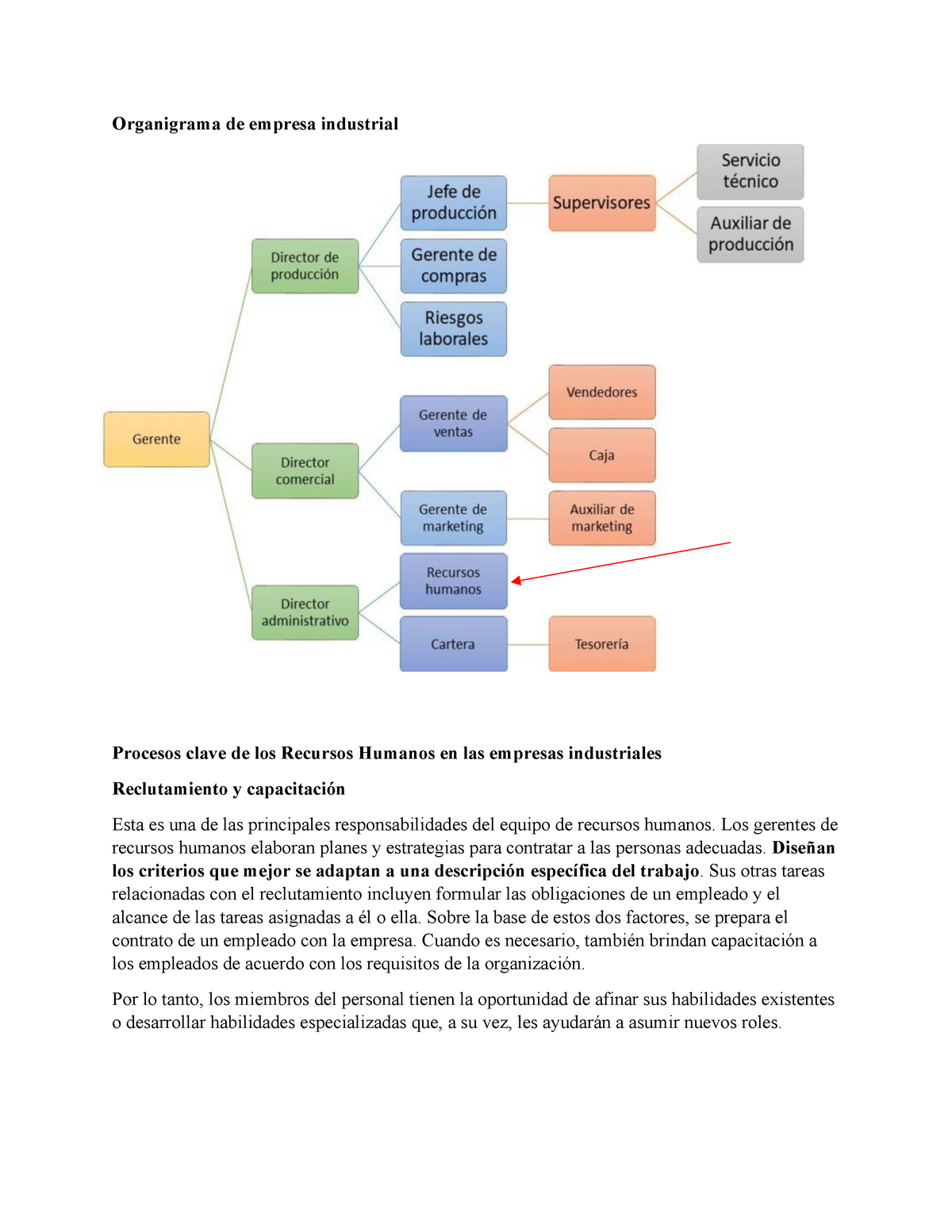 organigrama de una empresa manufacturera