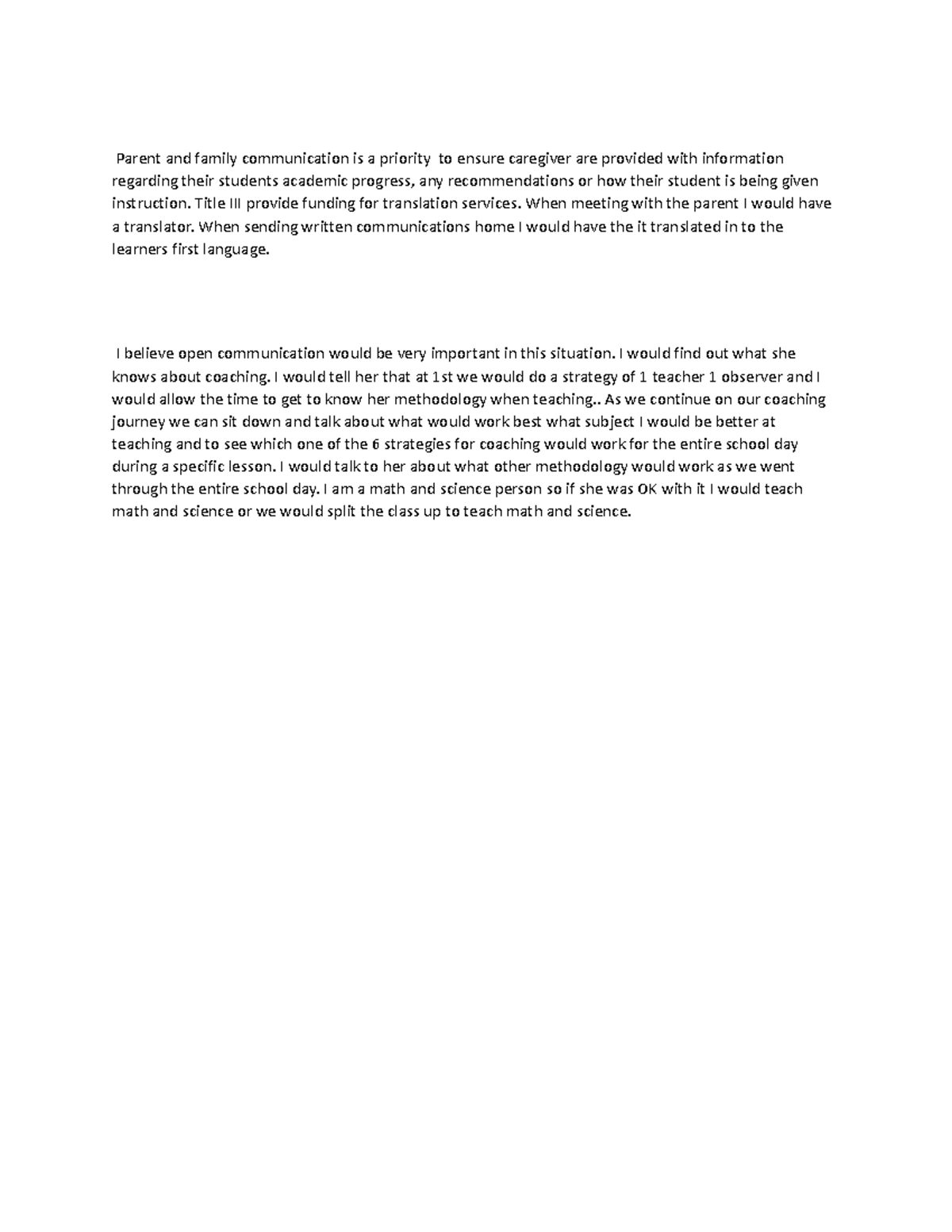 Task 2 - Rough draft - Parent and family communication is a priority to ...