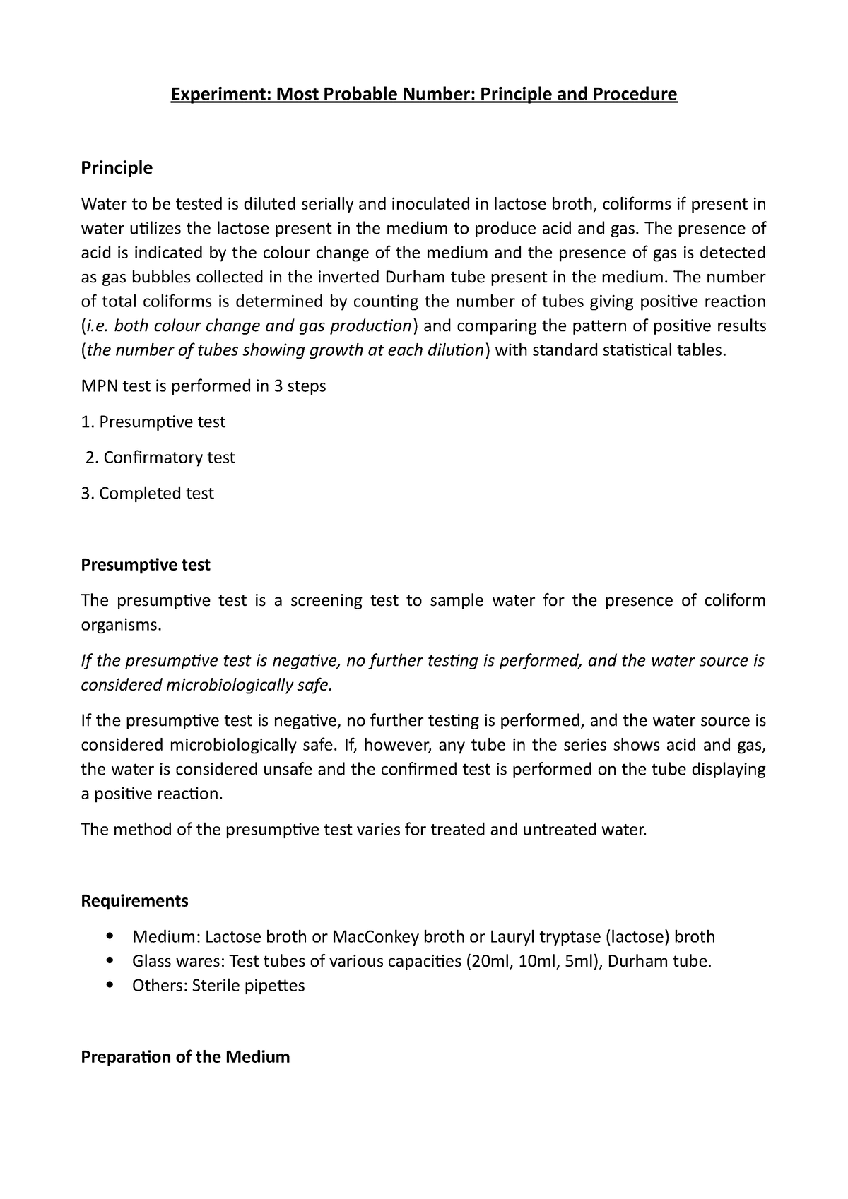 Exp MPN (Most Probable Number) - Experiment: Most Probable Number ...