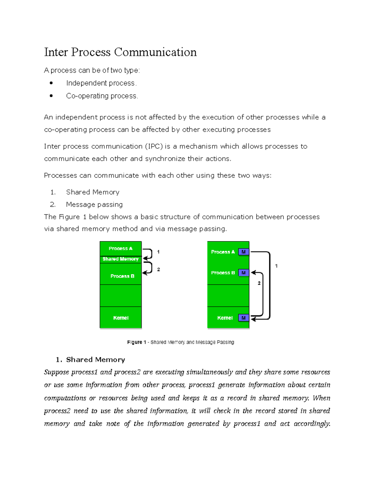 Inter Process Communication - Co-operating process. An independent ...