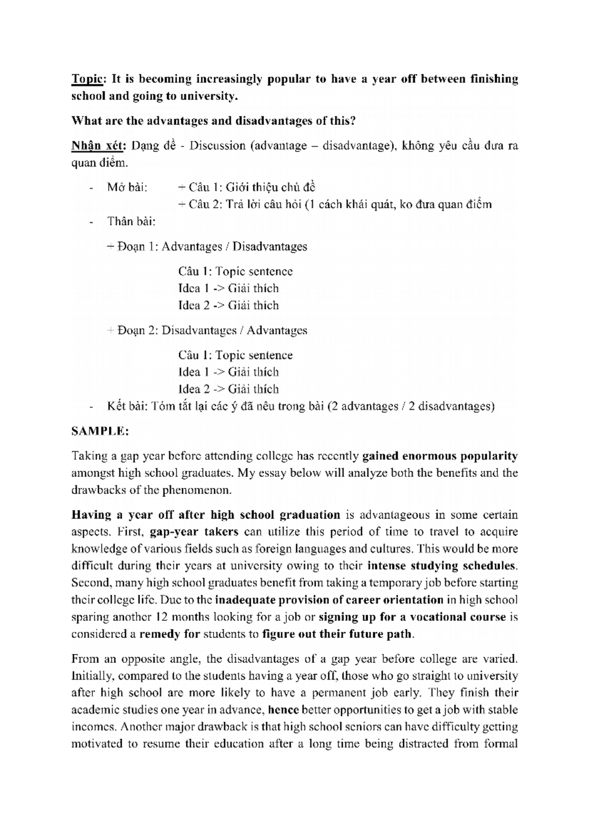 [A D] Gap-year - English assignment - Tiếng anh chuyên ngành - Studocu