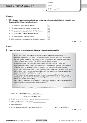 Unit 1 Test A Bugs Team 3 - unit 1 test bugs team - © Macmillan Polska ...