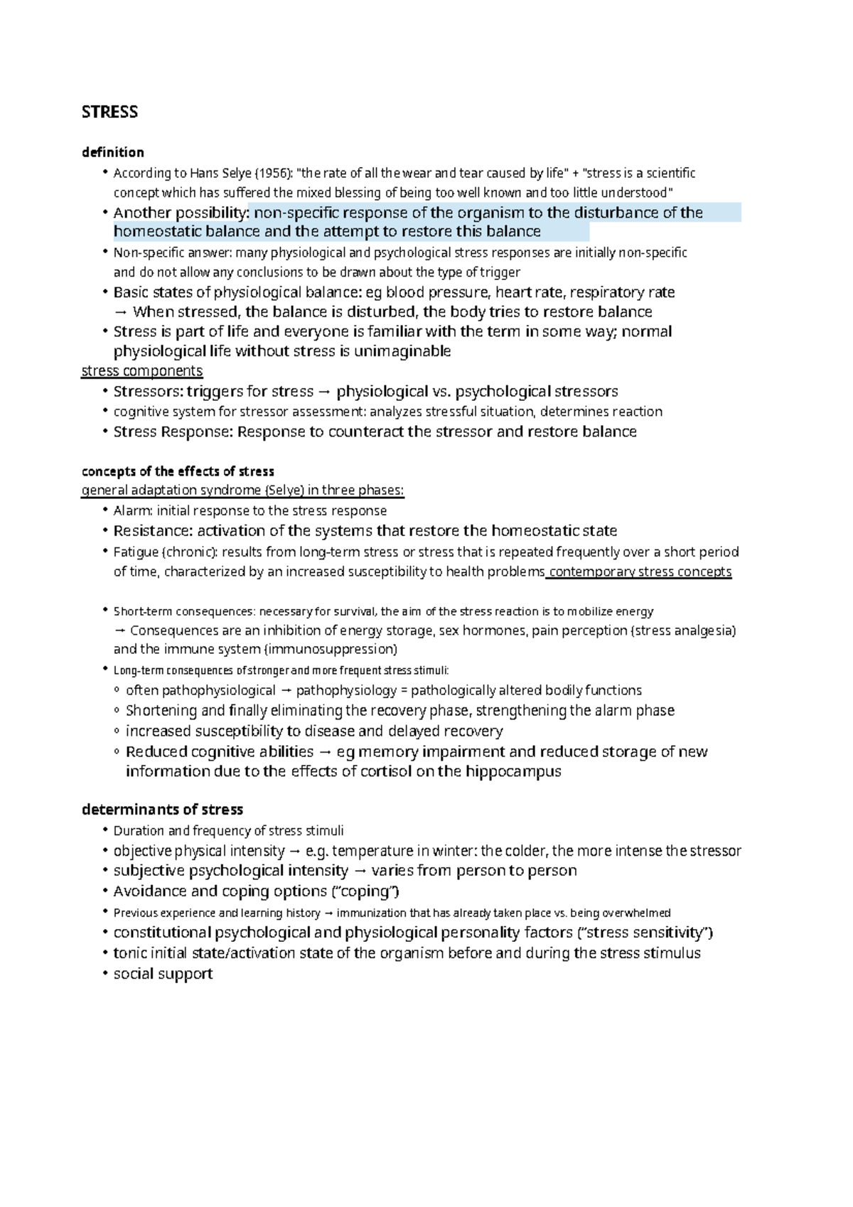 Biological Psychology Stress Reactions STRESS Definition