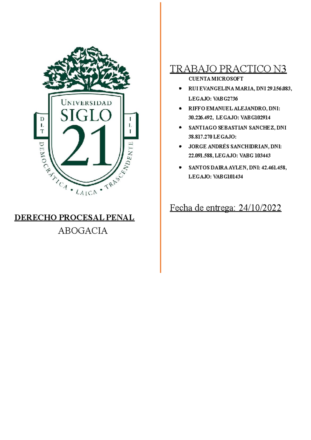 Tp3 Derecho Procesal Penal - [Escriba Aquí] DERECHO PROCESAL PENAL ...