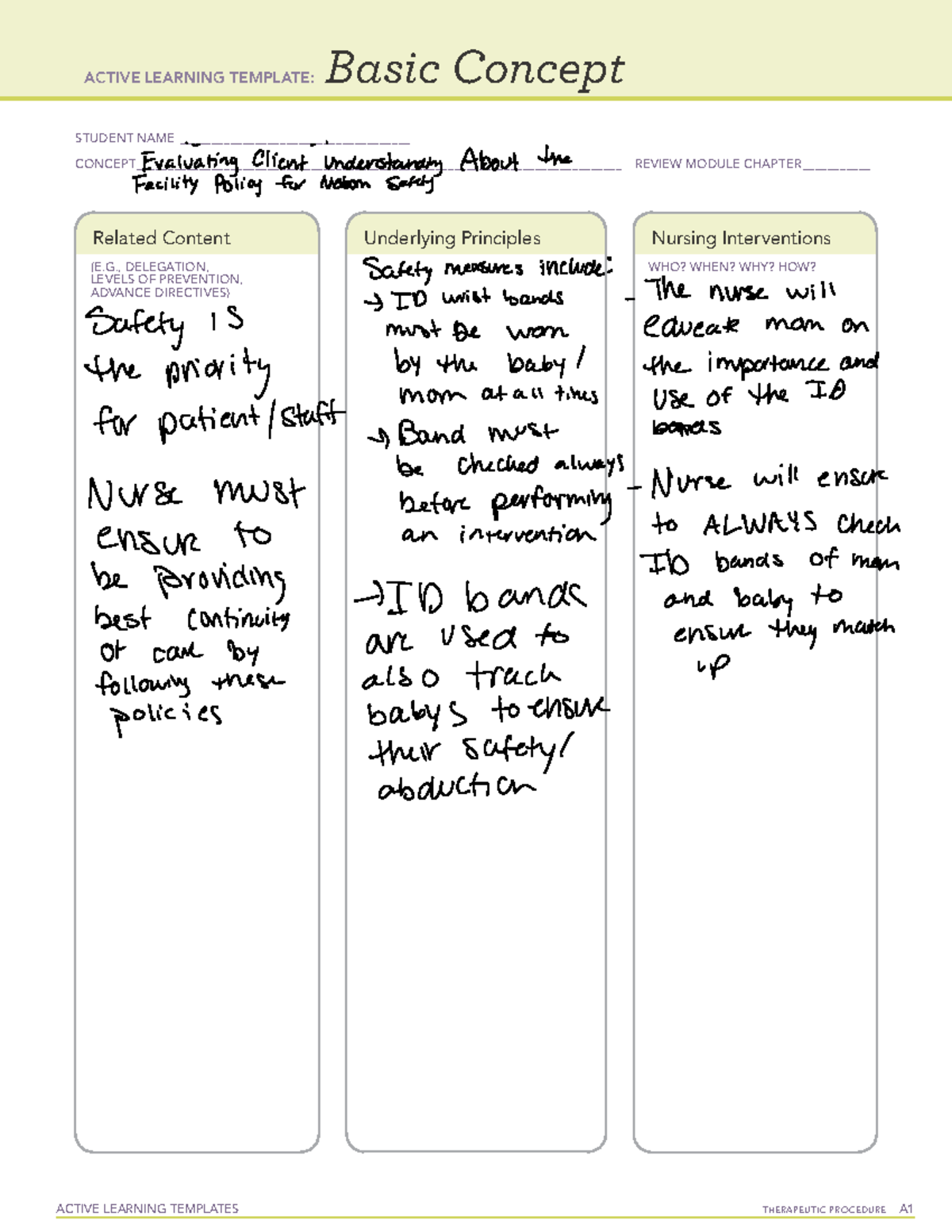 ATI Evaluating Client Understanding About The Facility Policy For 