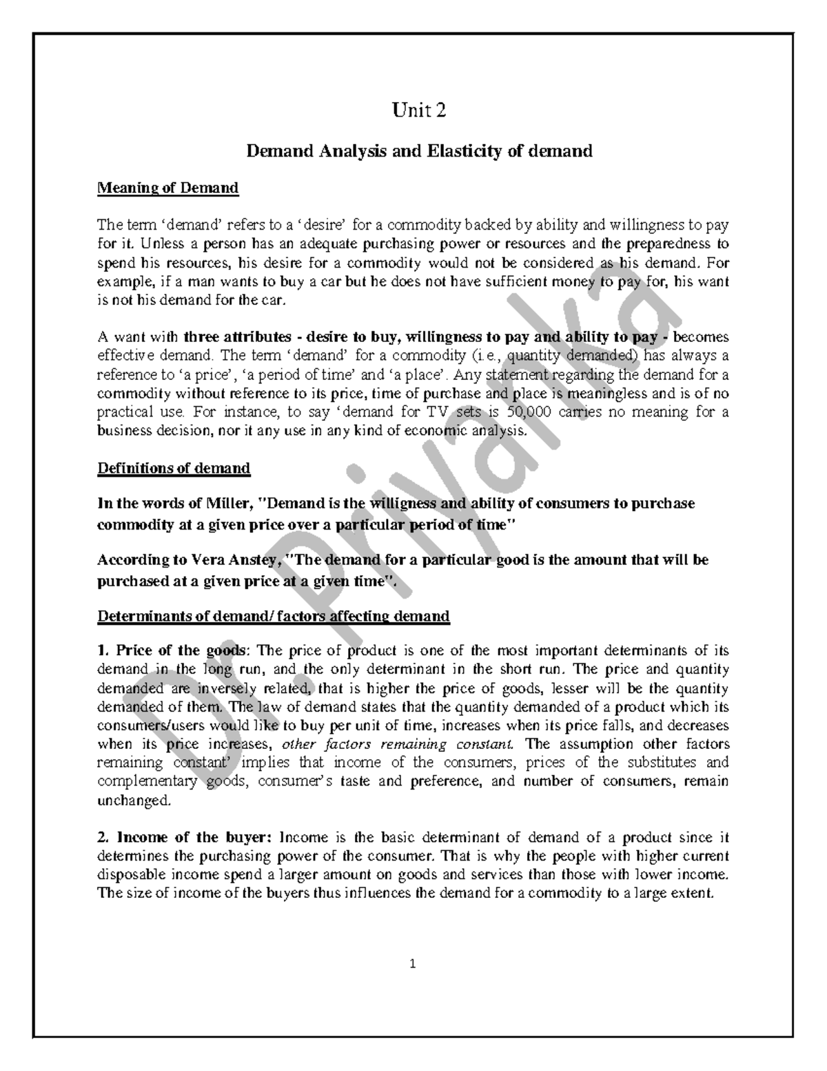 Unit 2 MAIN 1 - Lecture notes 5 - Unit 2 Demand Analysis and Elasticity ...