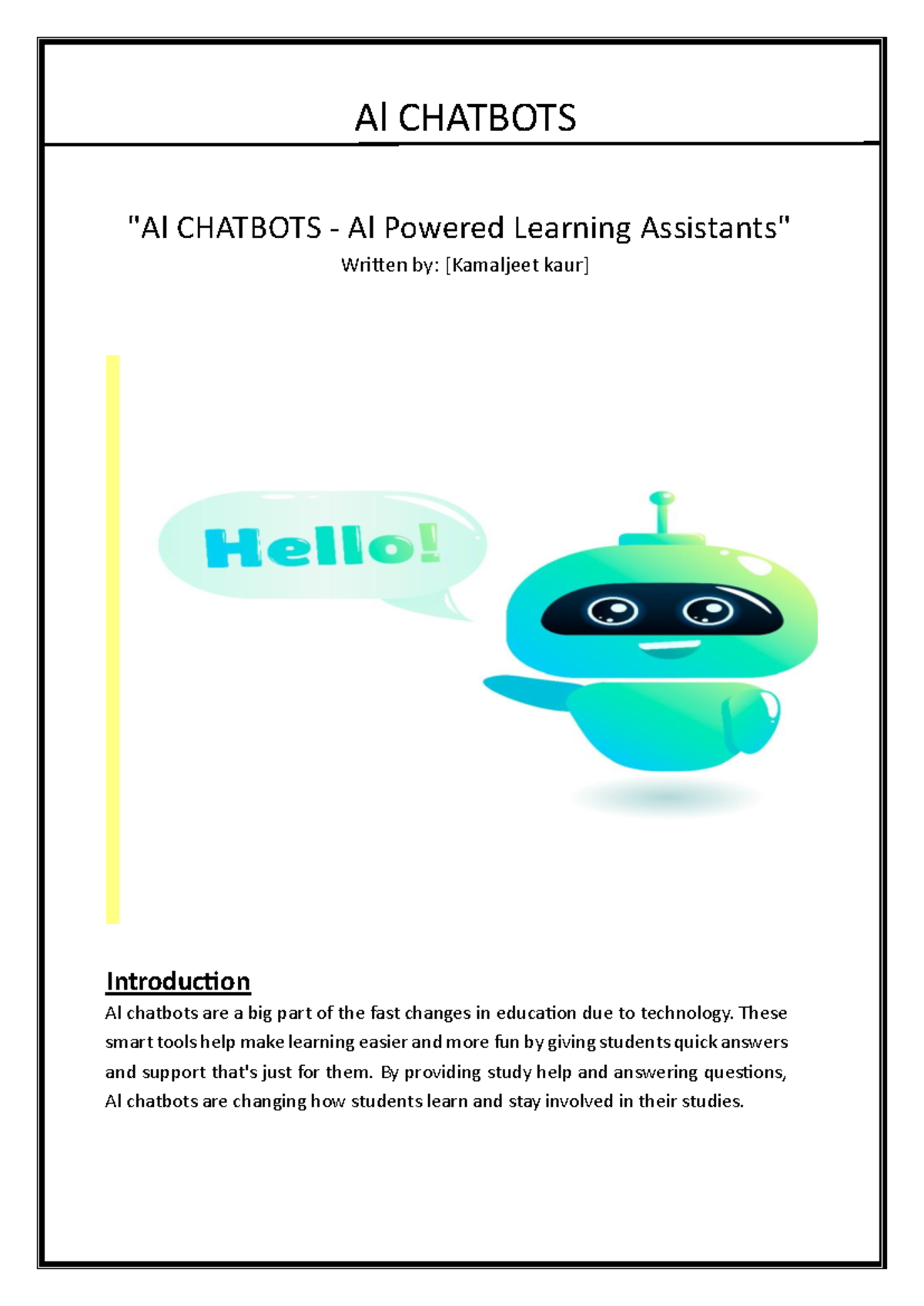 Article(AI Chatbots) - Al CHATBOTS 