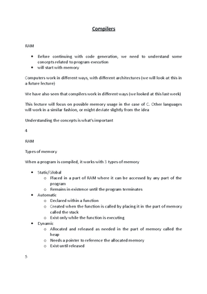 Code Generation - COMP1820 - GRE - Studocu