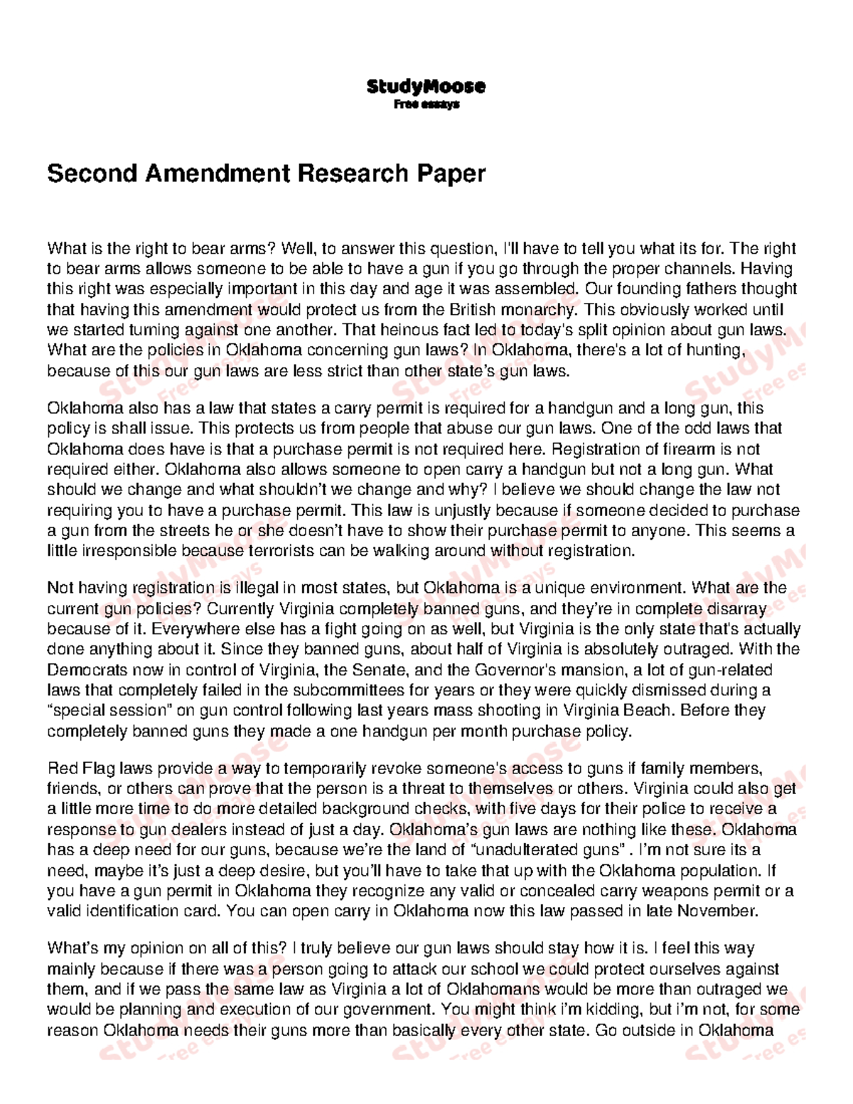 2nd amendment research paper topics