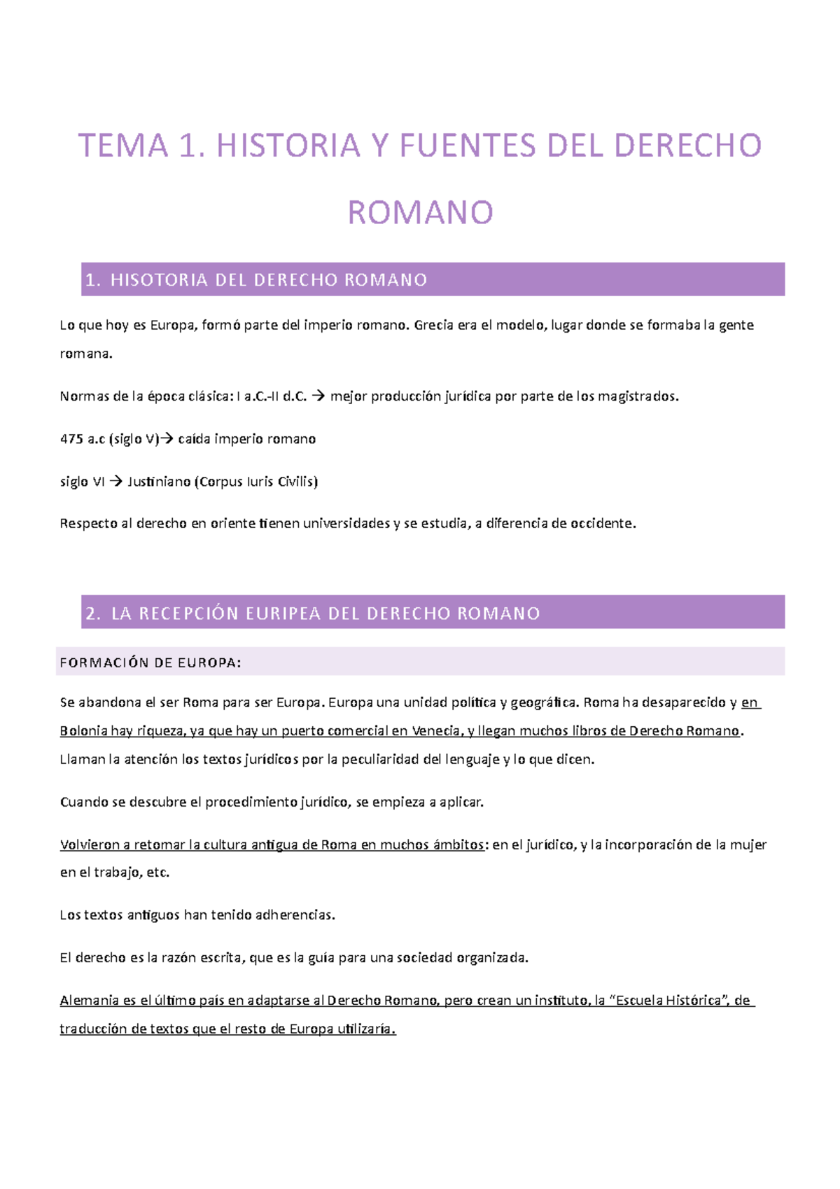 1.a Historia Y Fuentes Del Derecho Romano - TEMA 1. HISTORIA Y FUENTES ...