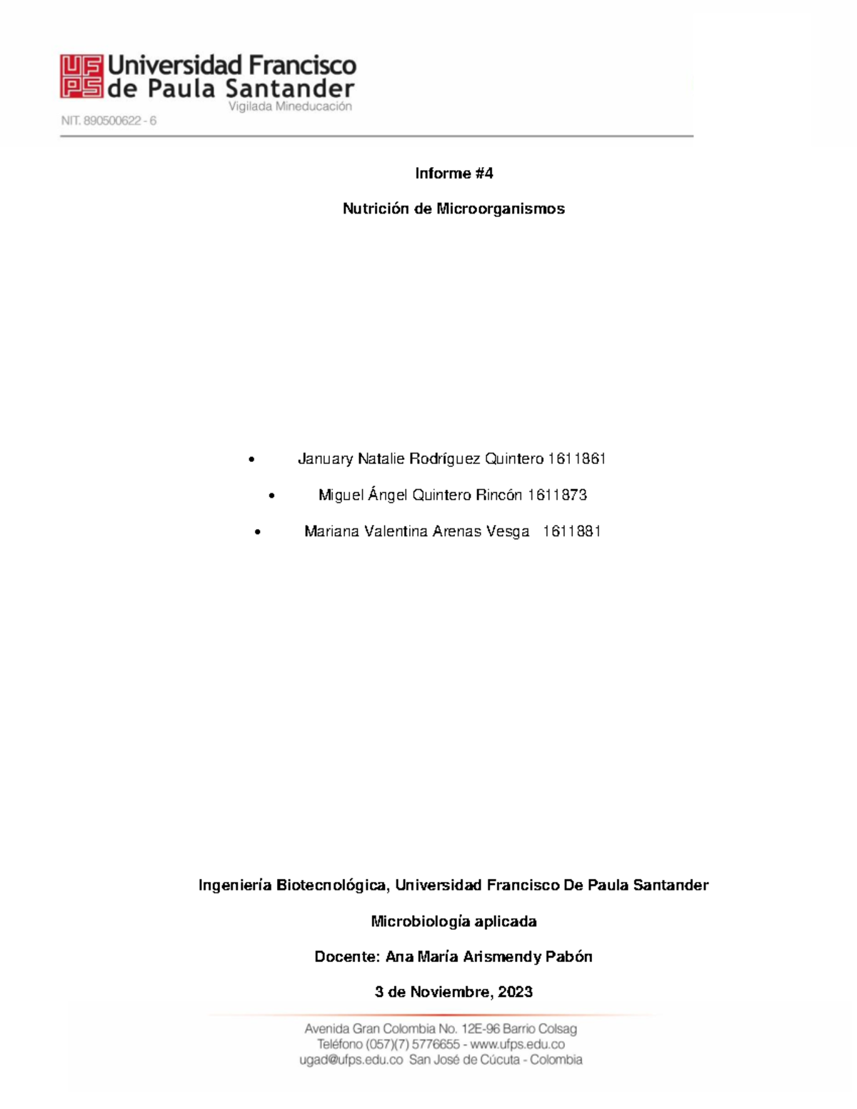 4 Informe De Microbiología Aplicada Informe 4 Nutrición De Microorganismos January Natalie 8541