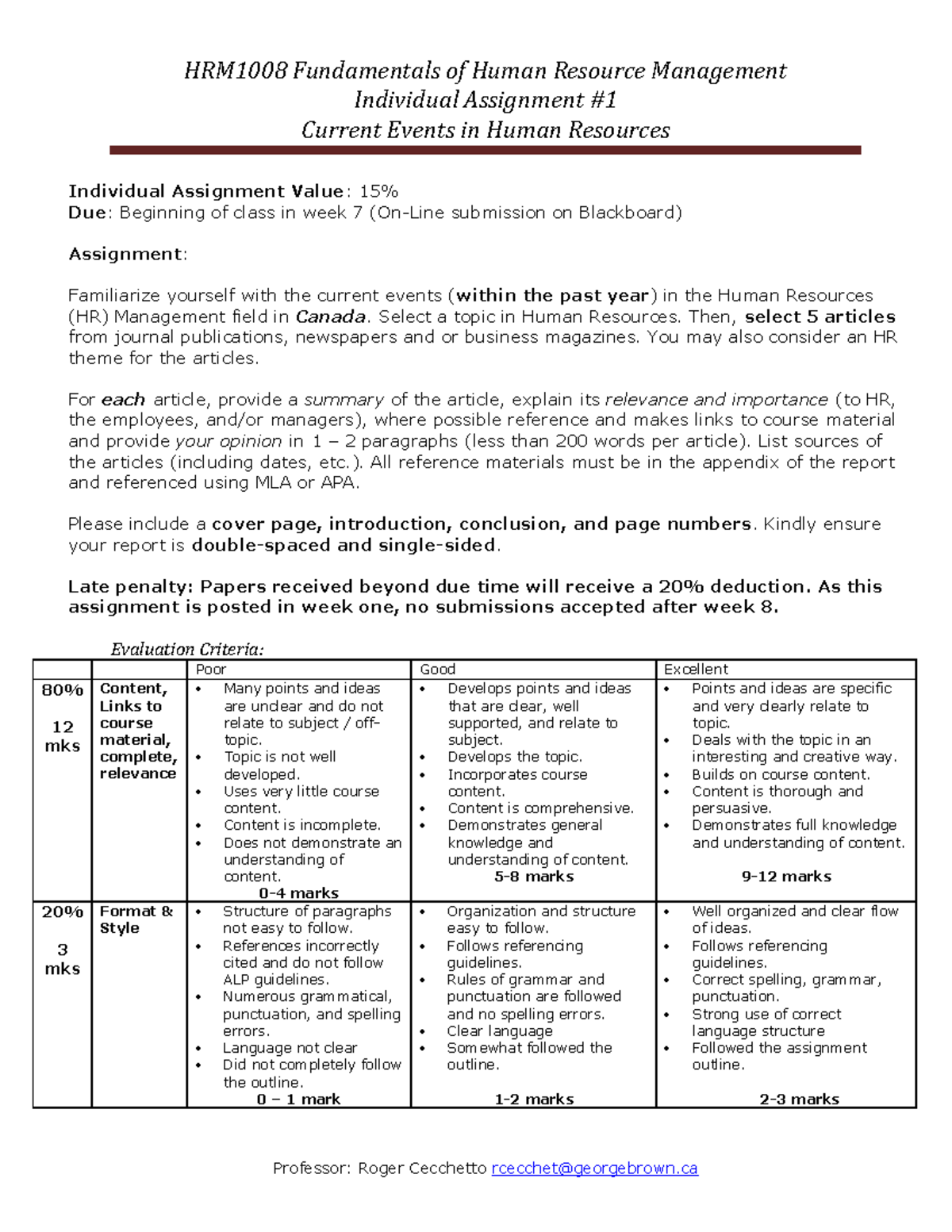 HRM 1008 Individual Assignment - Current Events (On-Line) - HRM1008 ...