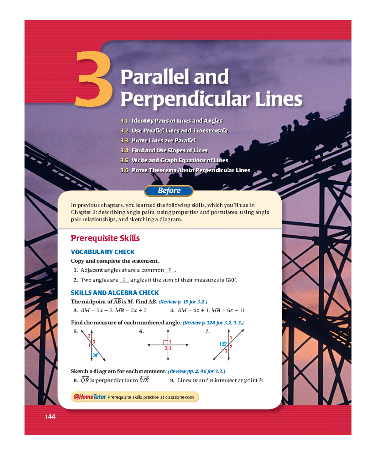 Geometry Textbook Chapter 3-4 - Parallel and 3 Perpendicular Lines 3 ...