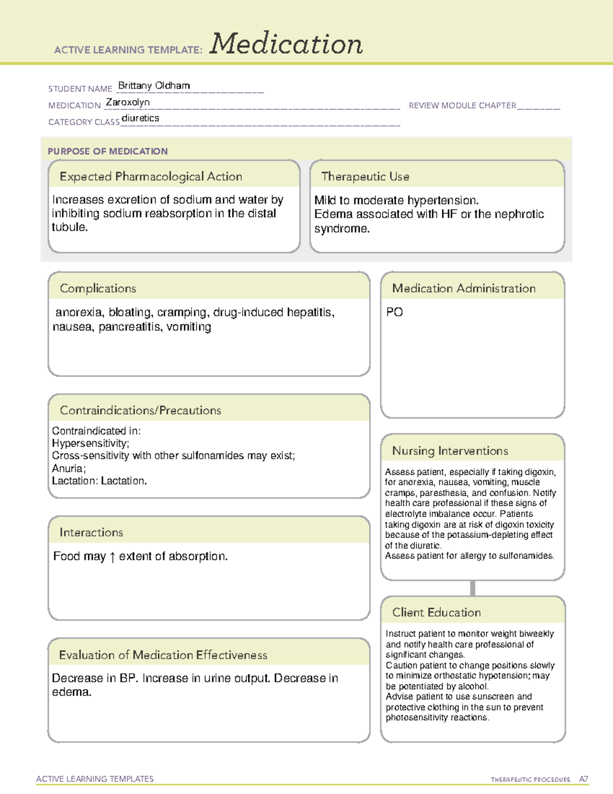 Z Medications 2 - G. Gouda - STUDENT NAME ...