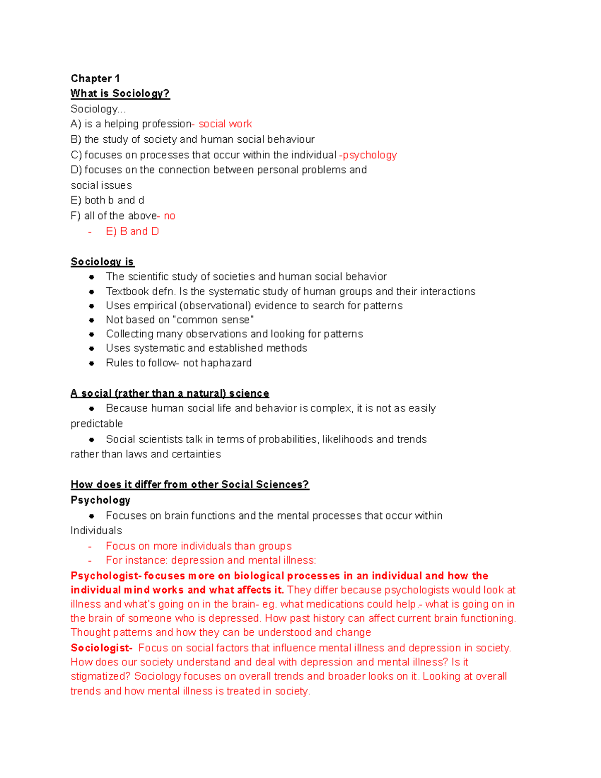 Copy of Unit 1 Test - Sociology is The scientific study of societies ...