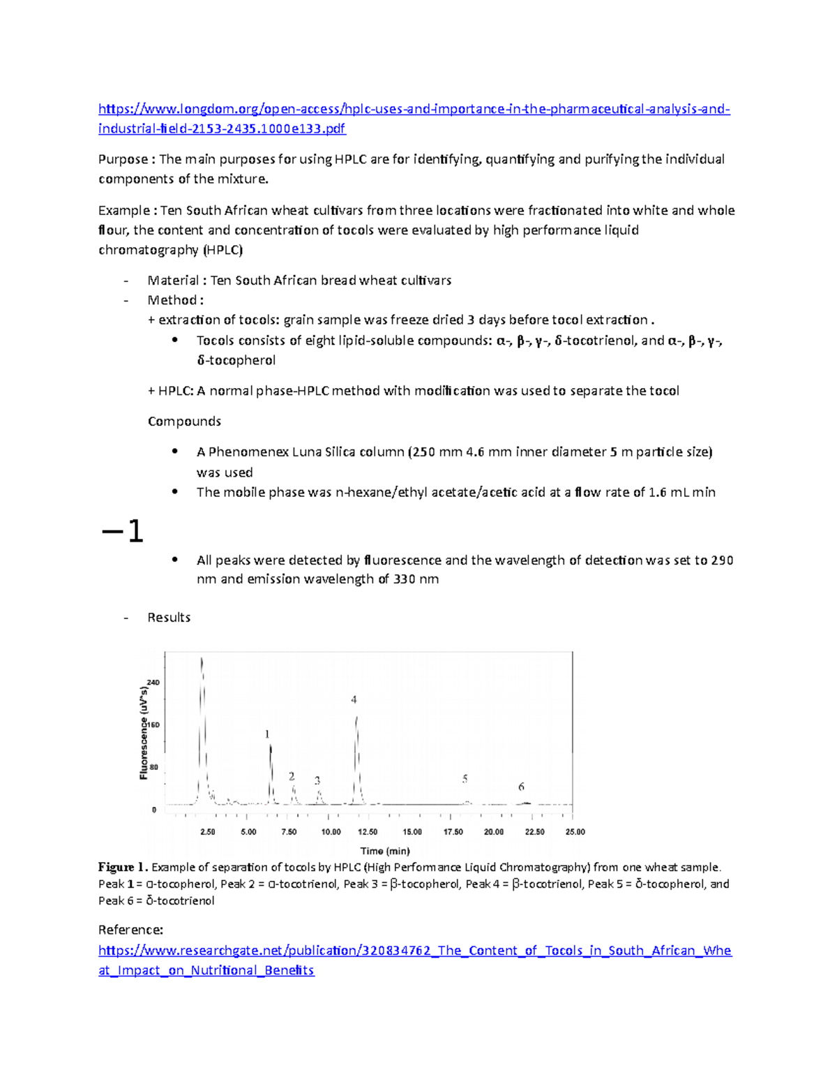PurposeHPLCExample Studocu