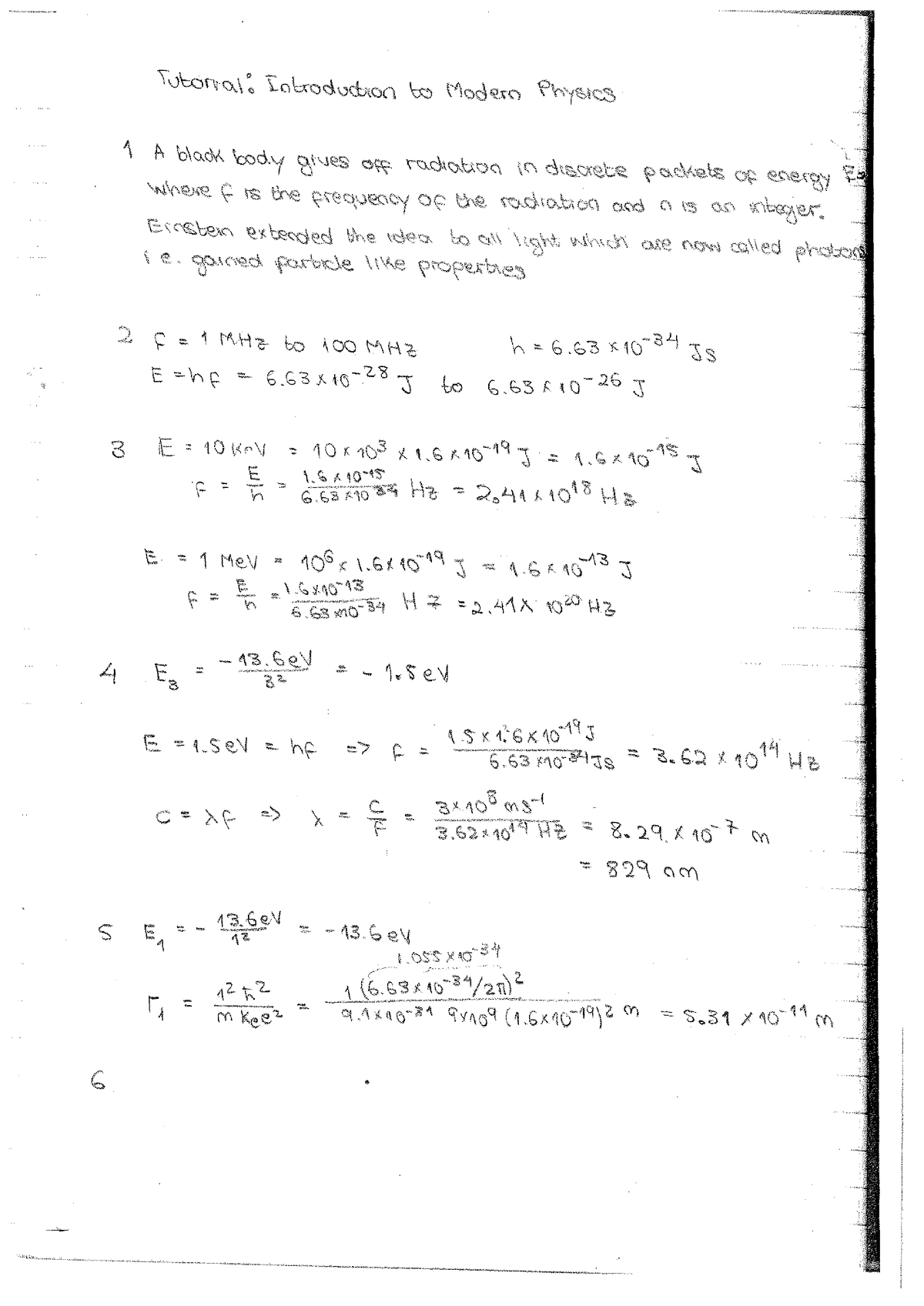 Tutorial 4.5 2013 solutions - PHYS1000 - Studocu