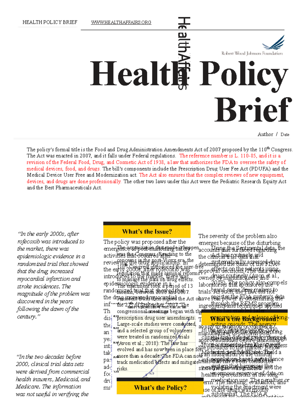 RWJF Assignment - HEALTH POLICY BRIEF WWW.HEALTHAFFAIRS Health Policy ...