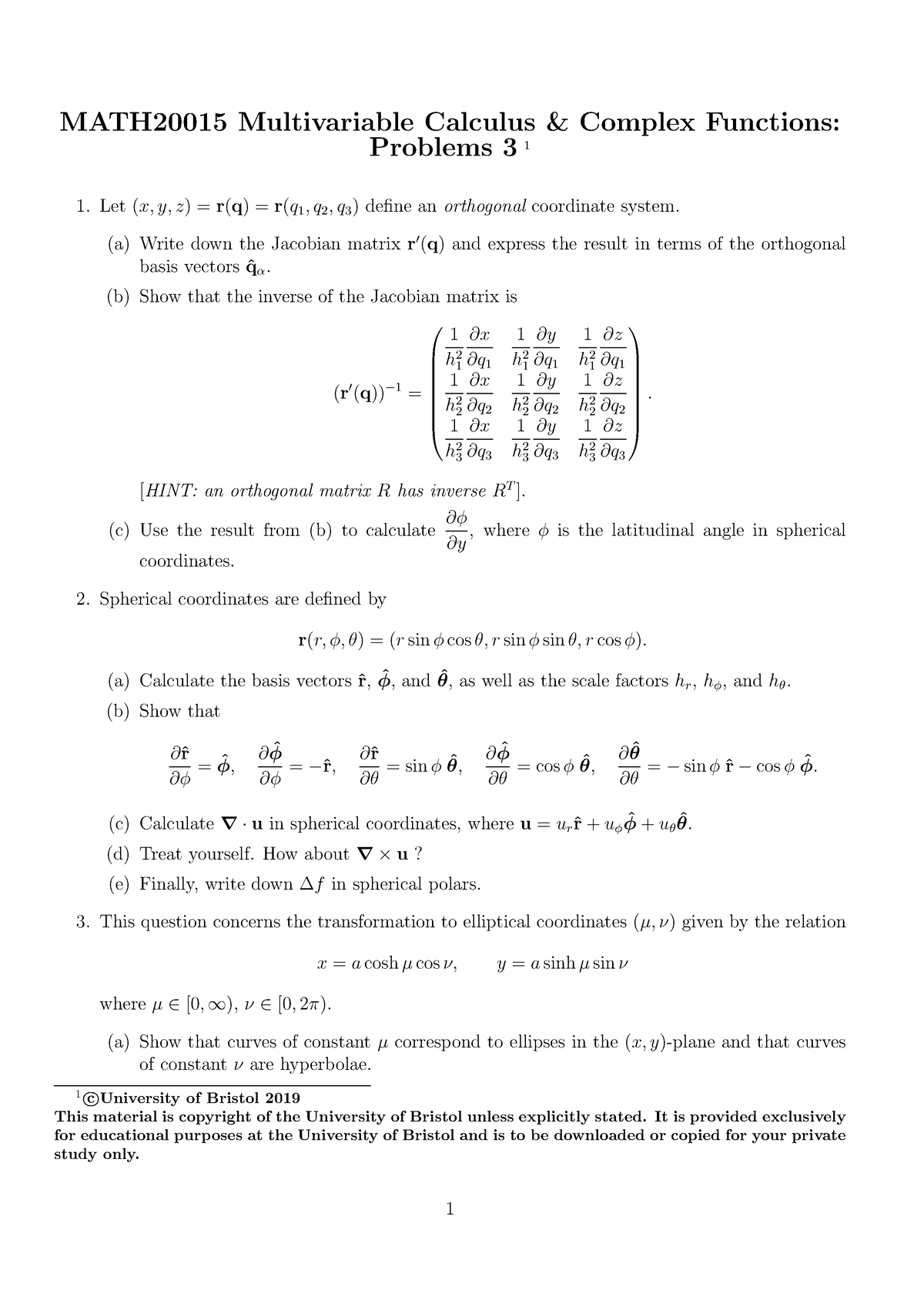 Multivariable Calculus Homework 3 - MATH20015 Multivariable Calculus ...